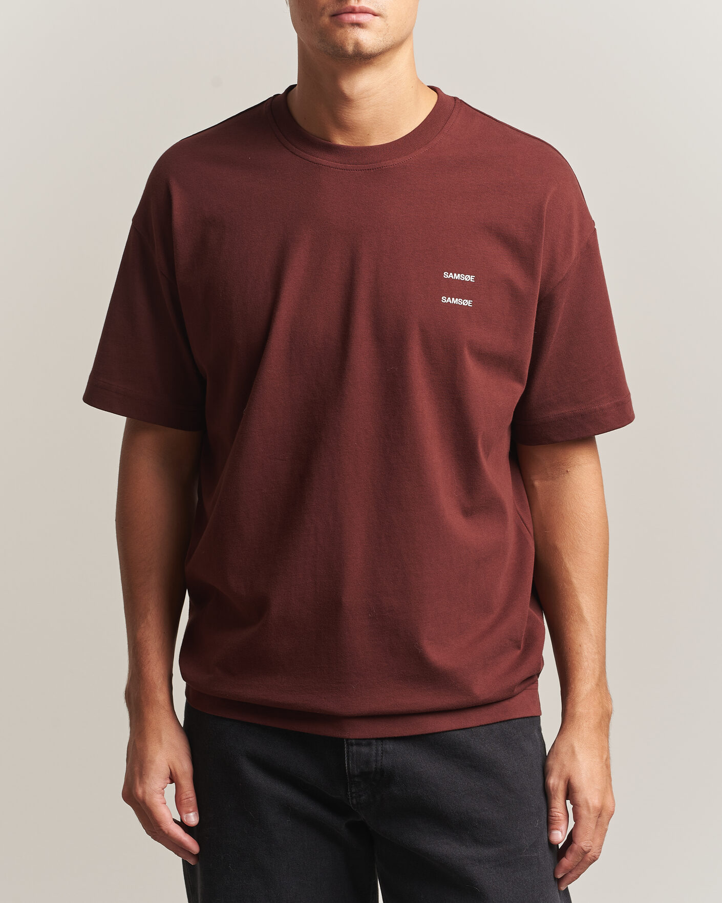 Hombres | Camisetas | Samsøe Samsøe | Joel Organic Cotton T-Shirt Bitter Chocolate