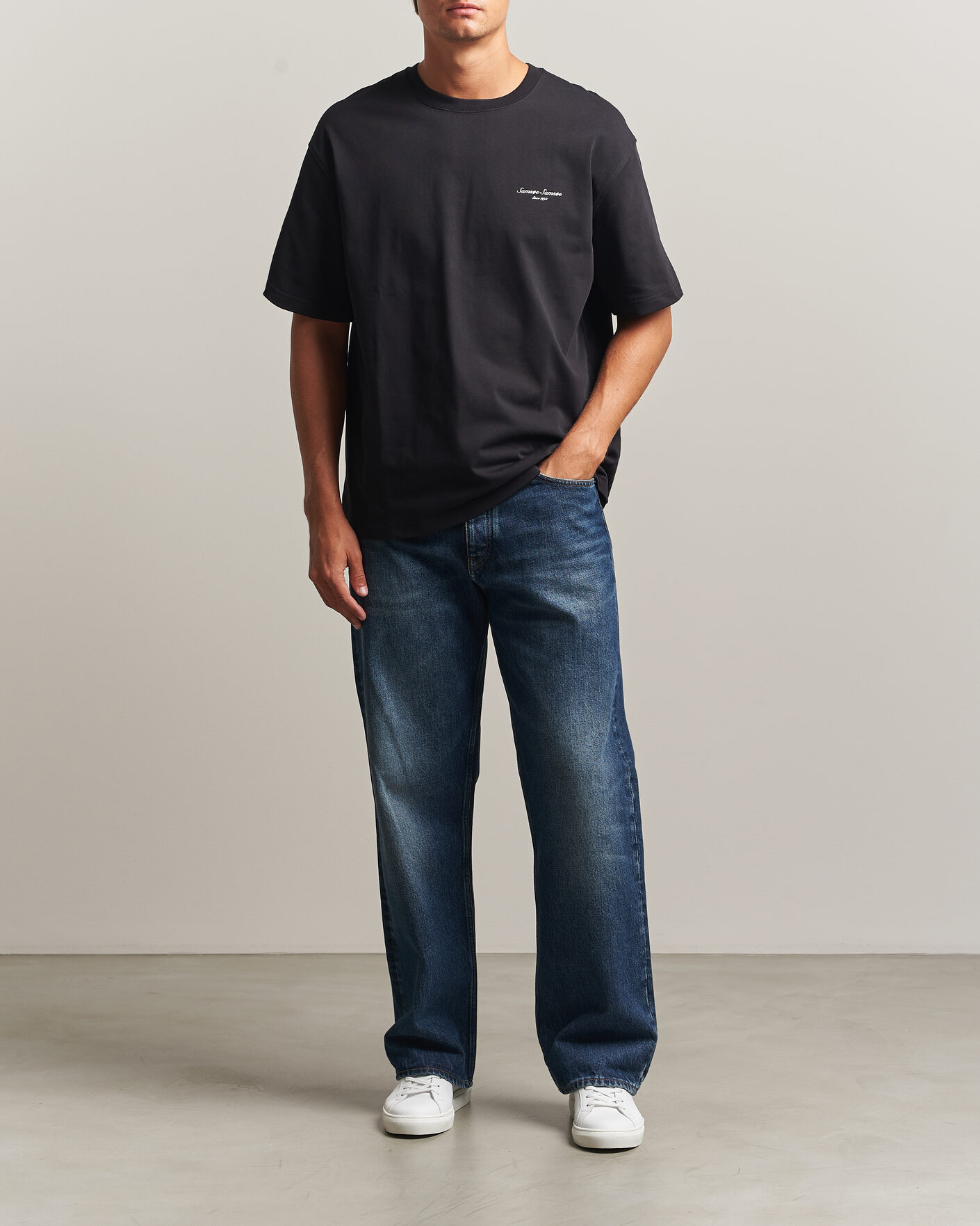 Hombres | Camisetas | Samsøe Samsøe | Uni Printed Crew Neck T-Shirt Black Building