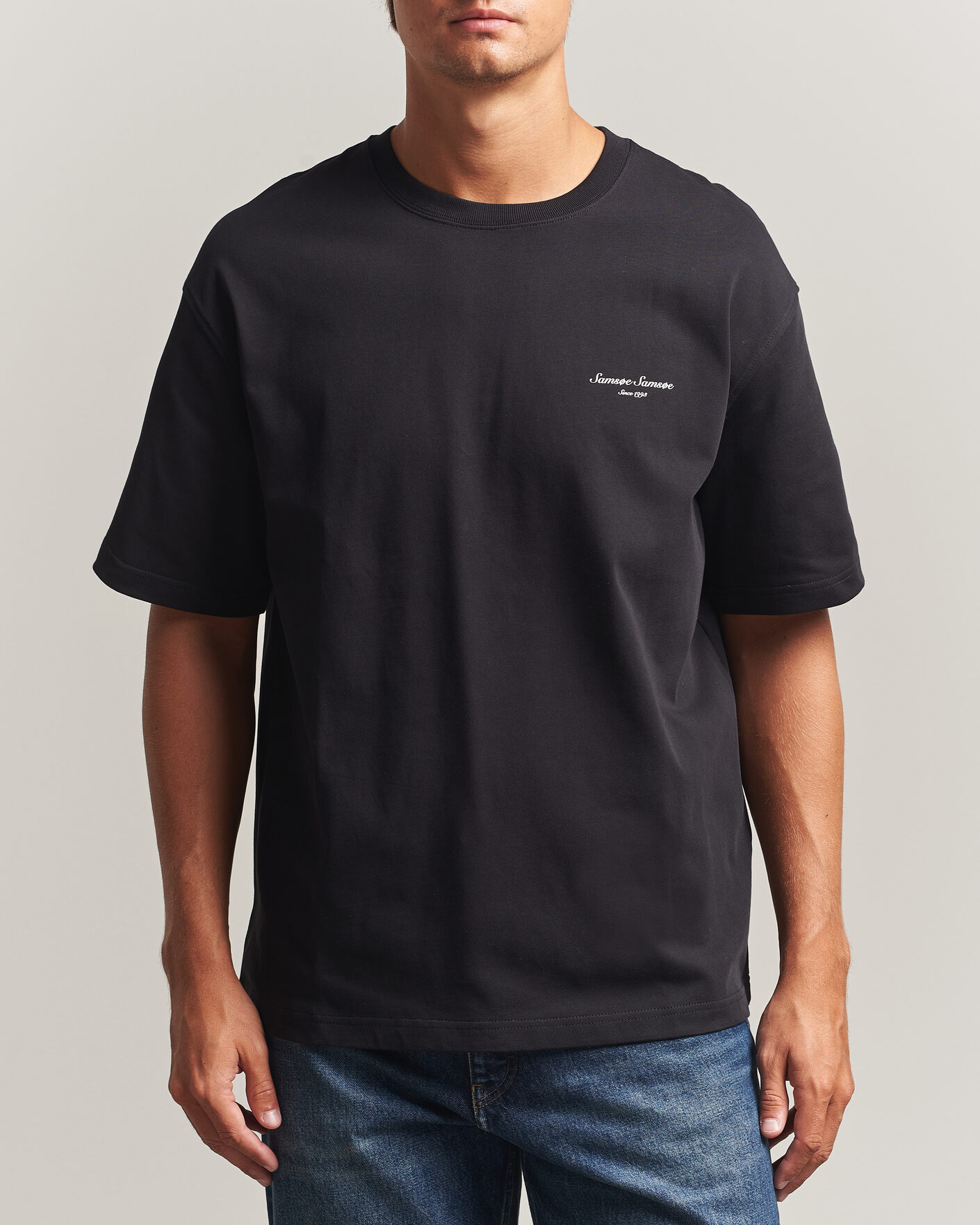 Hombres | Camisetas | Samsøe Samsøe | Uni Printed Crew Neck T-Shirt Black Building