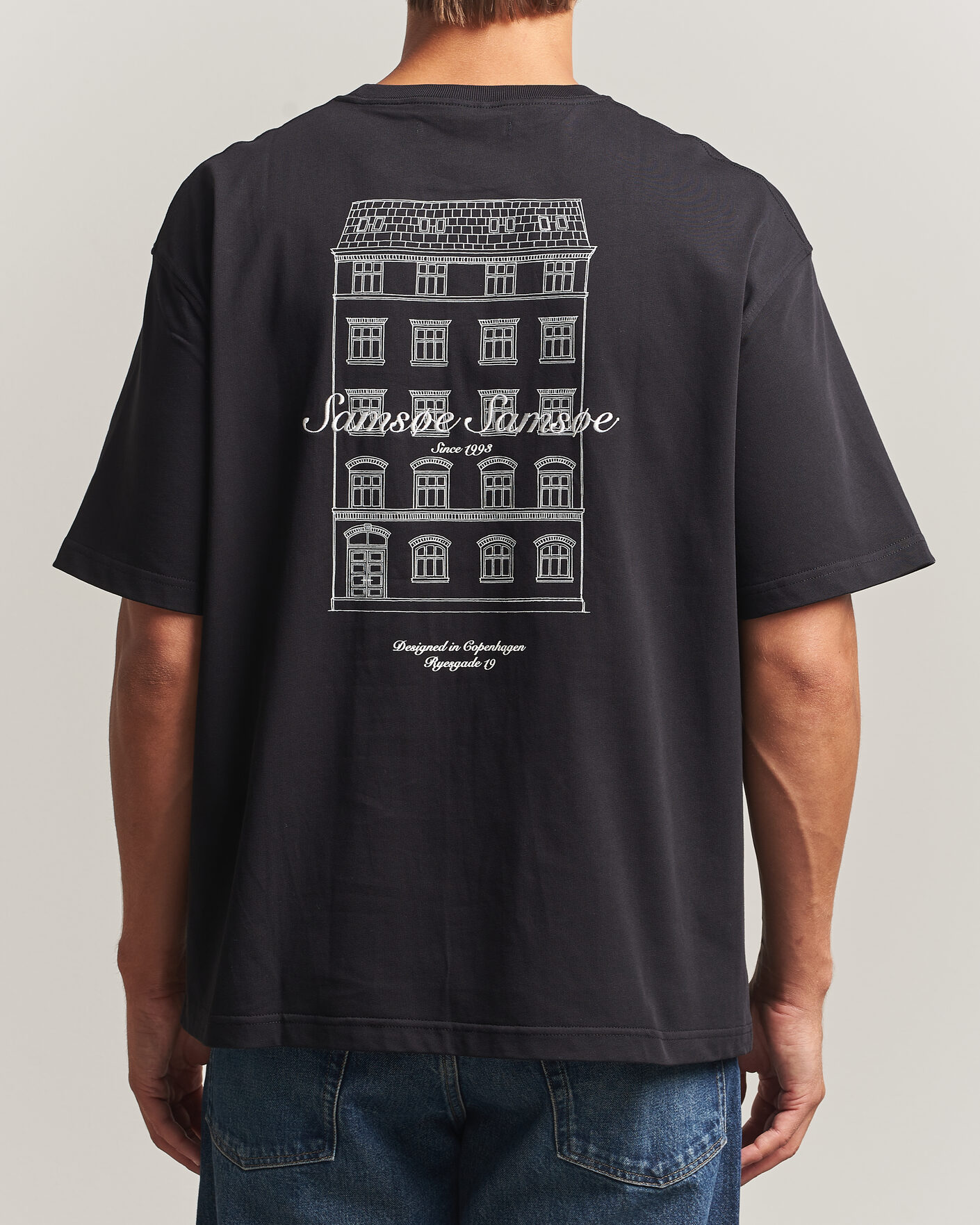 Hombres | Camisetas | Samsøe Samsøe | Uni Printed Crew Neck T-Shirt Black Building