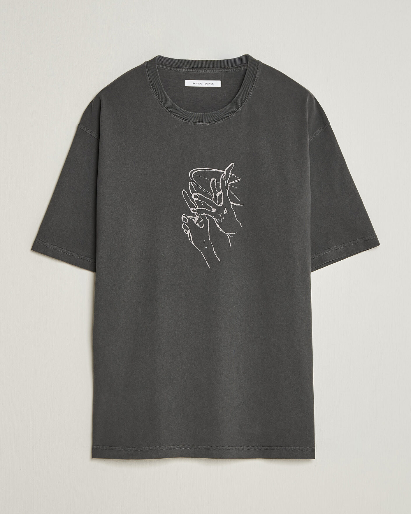 Hombres | Camisetas | Samsøe Samsøe | Giles Printed Crew Neck T-Shirt Black Lines