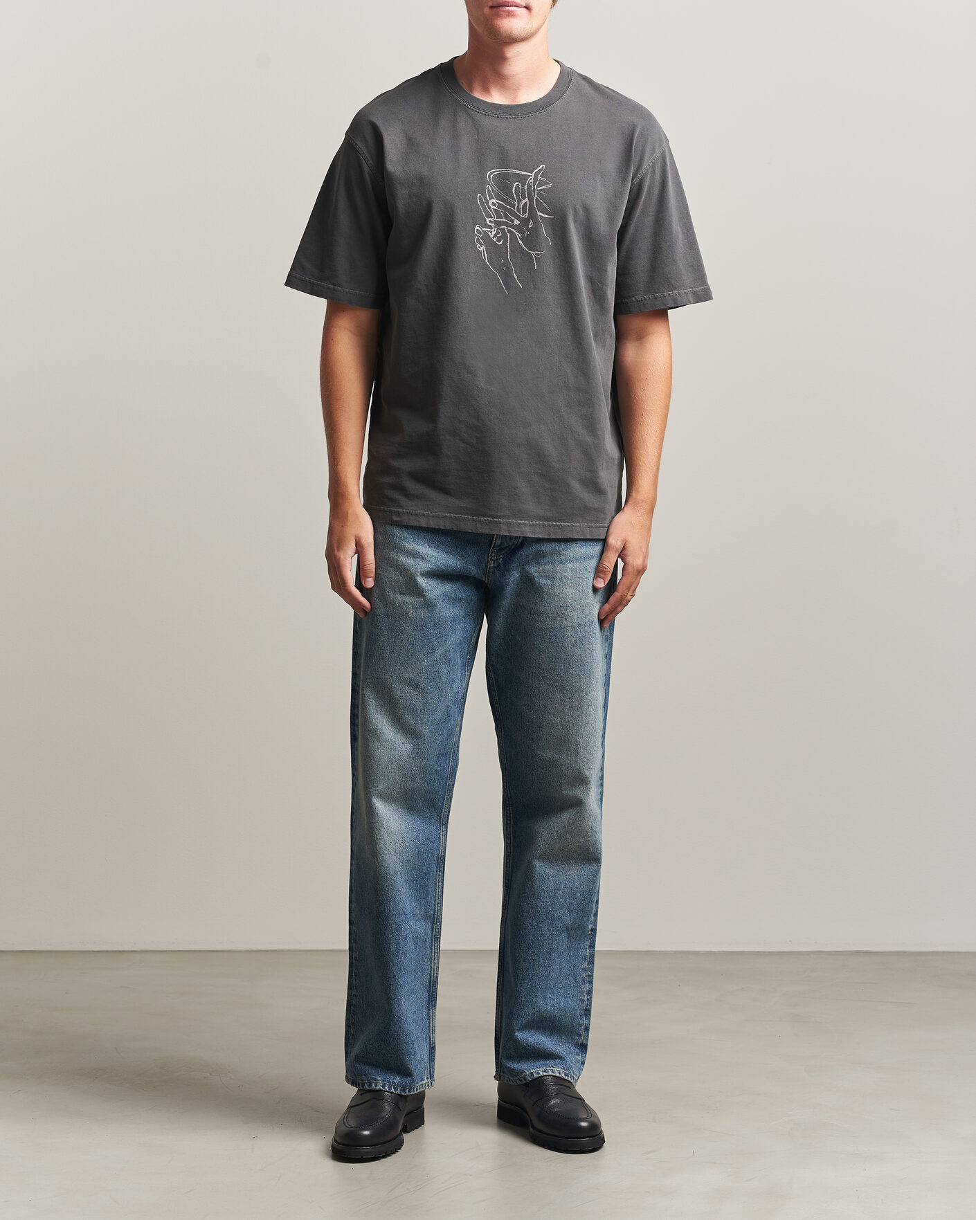 Hombres | Camisetas | Samsøe Samsøe | Giles Printed Crew Neck T-Shirt Black Lines