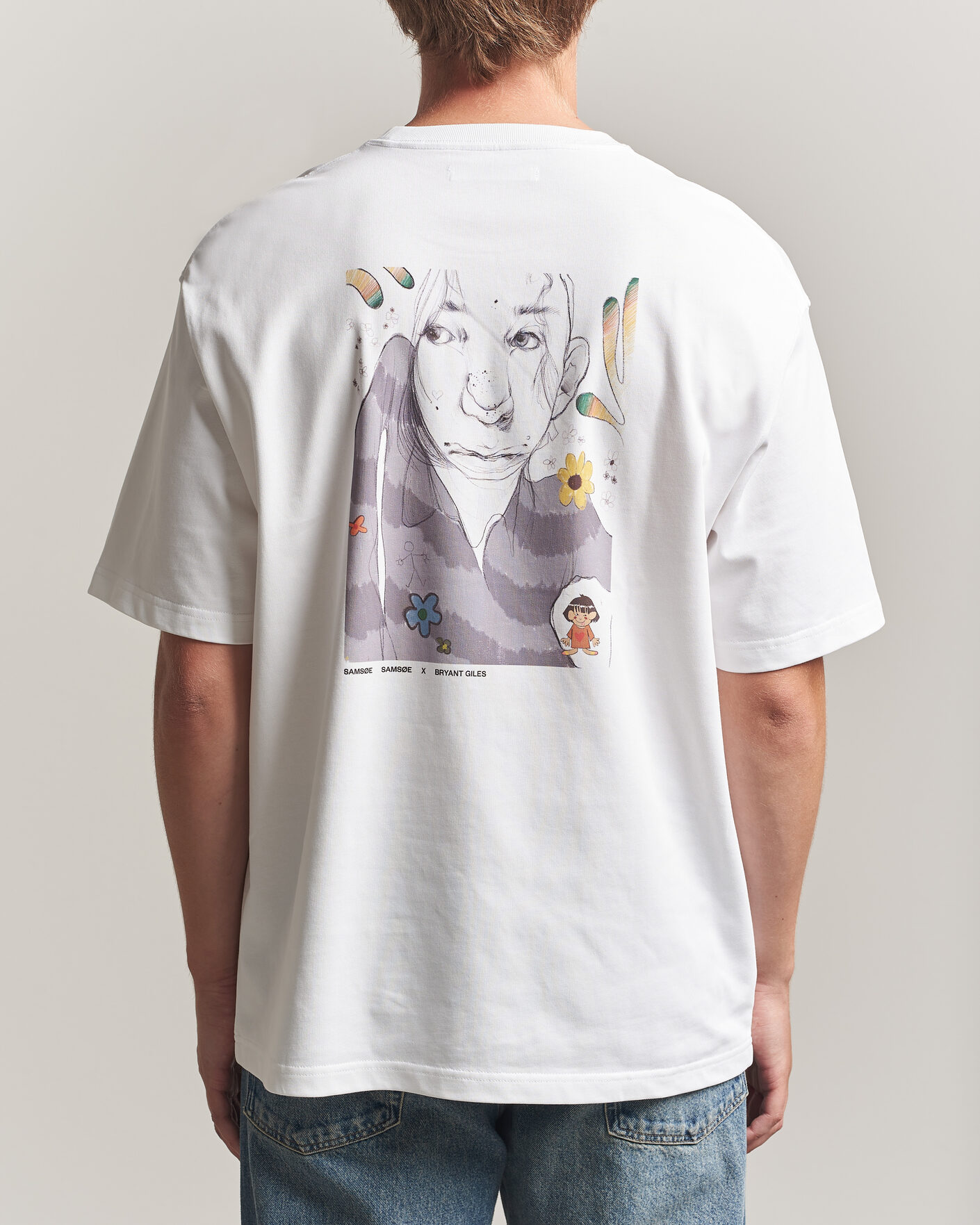 Hombres | Camisetas | Samsøe Samsøe | Giles Printed Crew Neck T-Shirt White Flowers