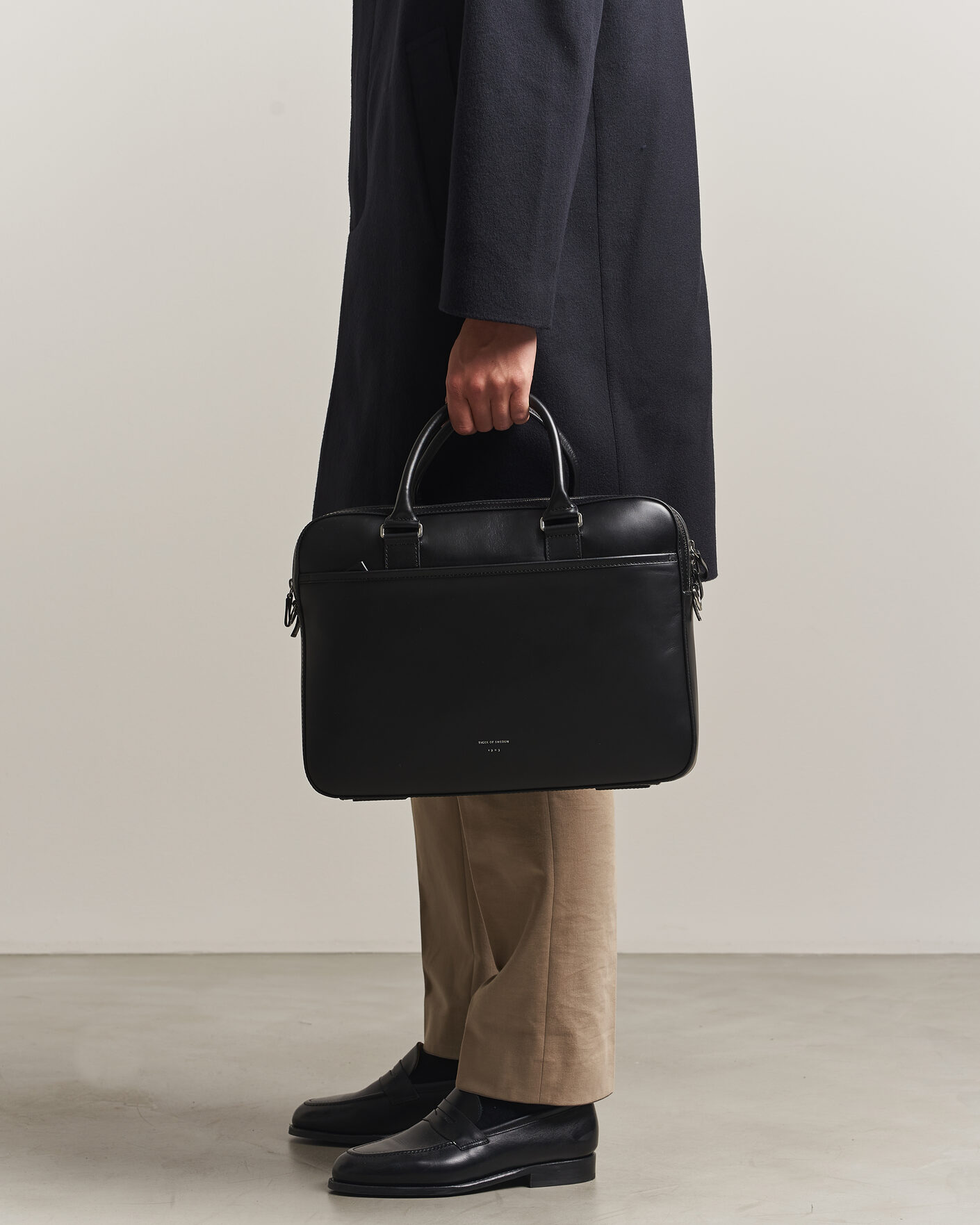 Hombres | Bolsos | Tiger of Sweden | Burin Smooth Leather Briefcase Black