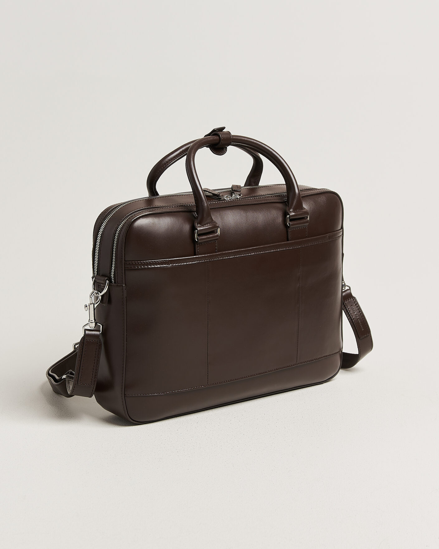Hombres | Bolsos | Tiger of Sweden | Burin Smooth Leather Briefcase Dark Brown
