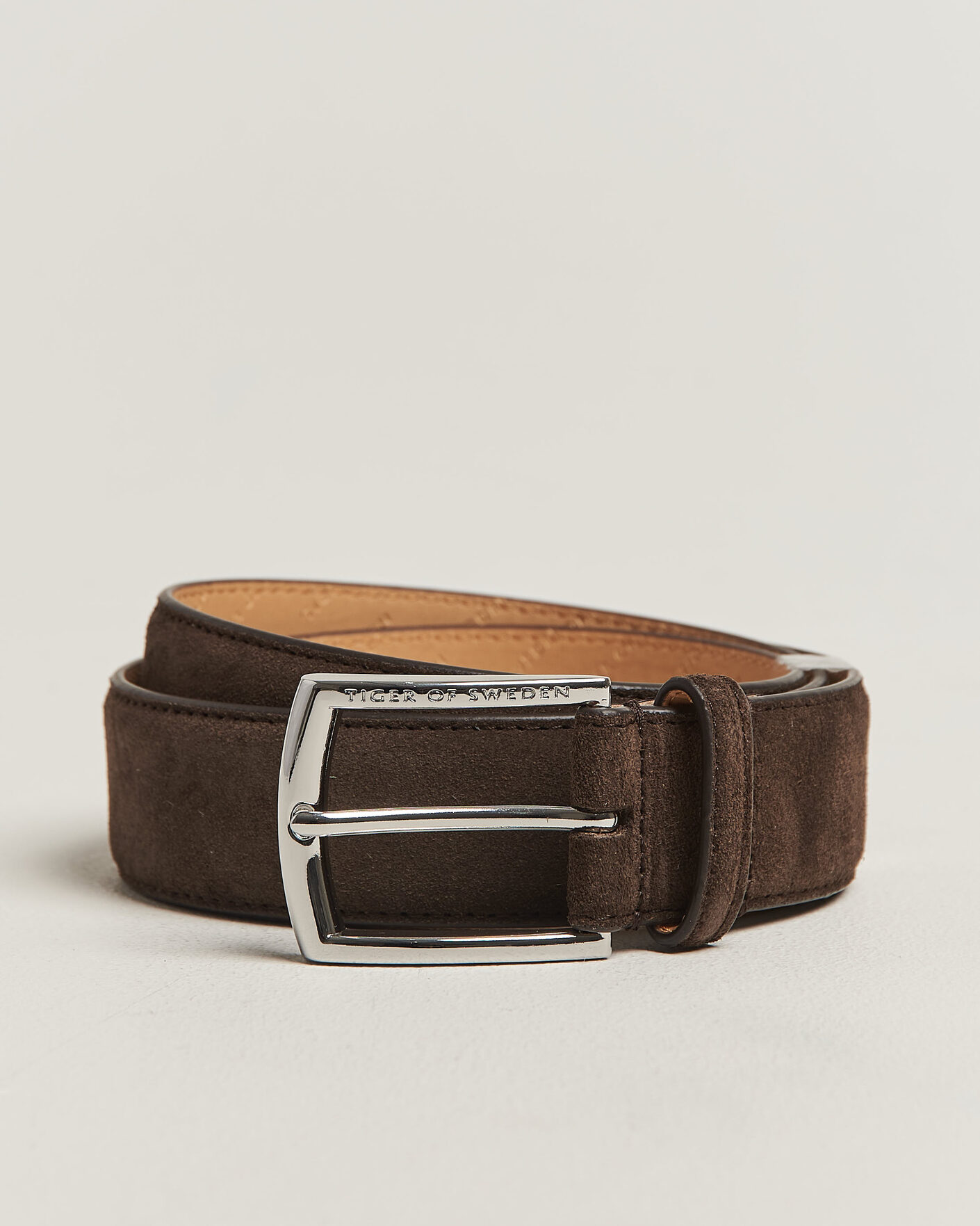 Hombres | Cinturones | Tiger of Sweden | Bergstroms Suede Belt Dark Brown