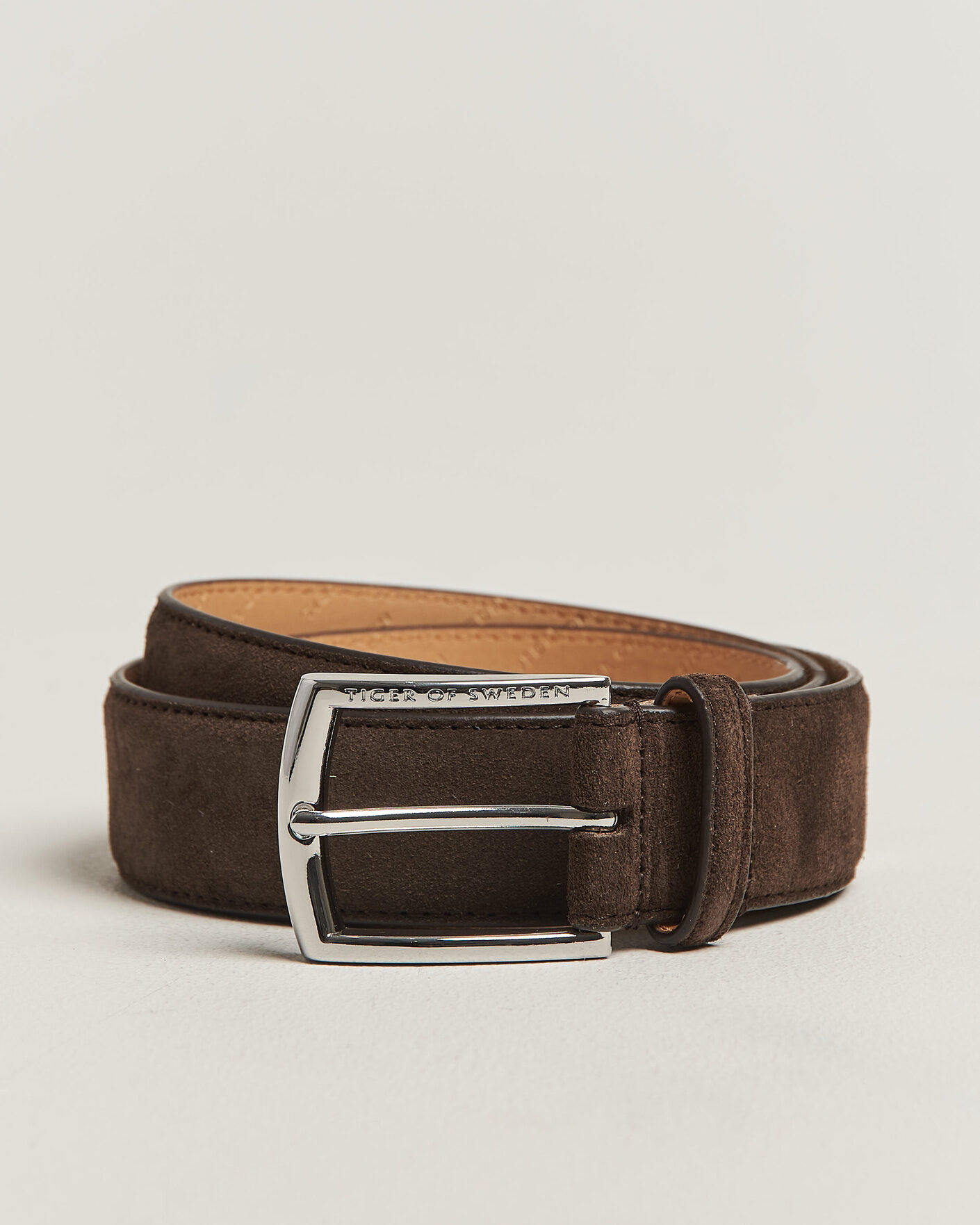 Hombres | Cinturones | Tiger of Sweden | Bergstroms Suede Belt Dark Brown