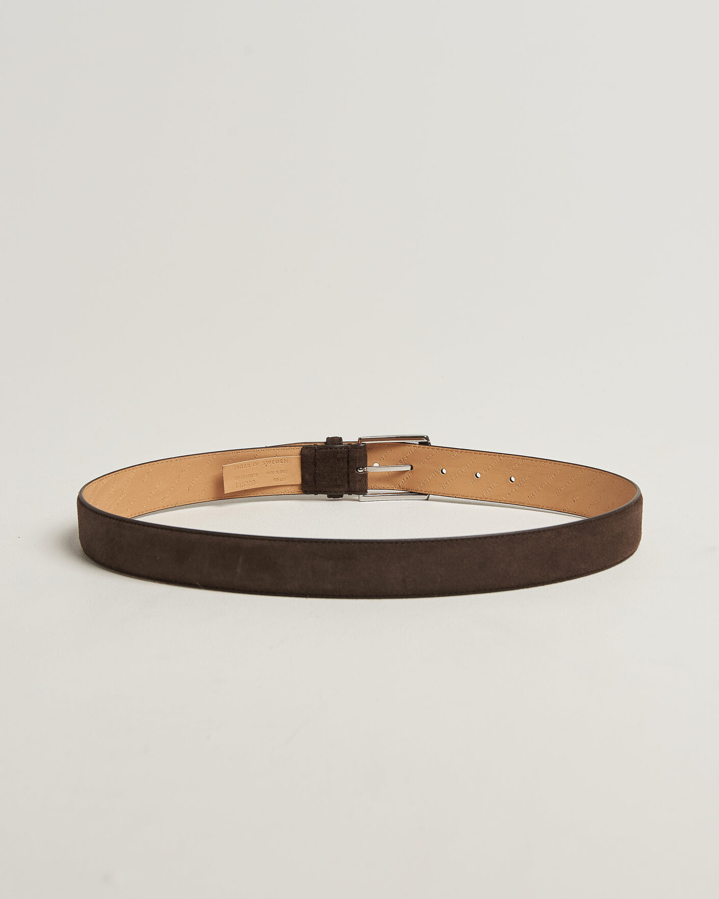 Hombres | Cinturones | Tiger of Sweden | Bergstroms Suede Belt Dark Brown