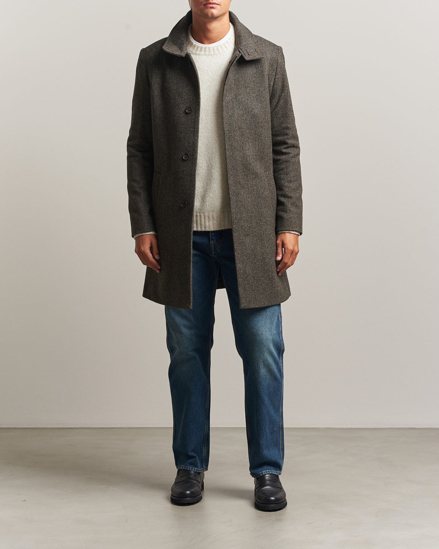 Hombres | Abrigos y chaquetas | Tiger of Sweden | Aleric Wool Herringbone Coat Brown