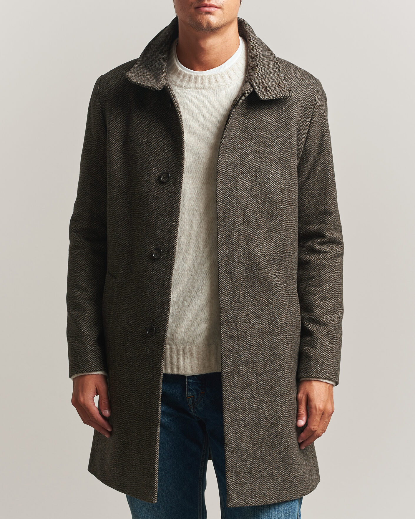 Hombres | Abrigos y chaquetas | Tiger of Sweden | Aleric Wool Herringbone Coat Brown