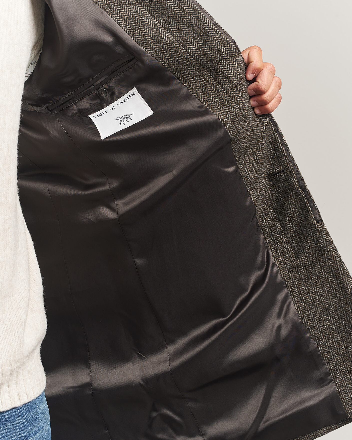 Hombres | Abrigos y chaquetas | Tiger of Sweden | Aleric Wool Herringbone Coat Brown