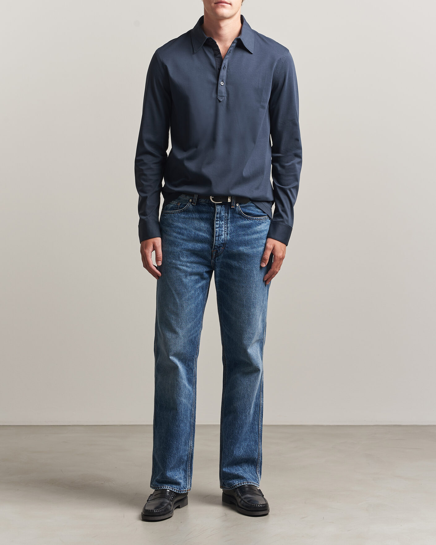 Hombres | Polos | Tiger of Sweden | Tanner Mercerized Cotton Polo Light Ink