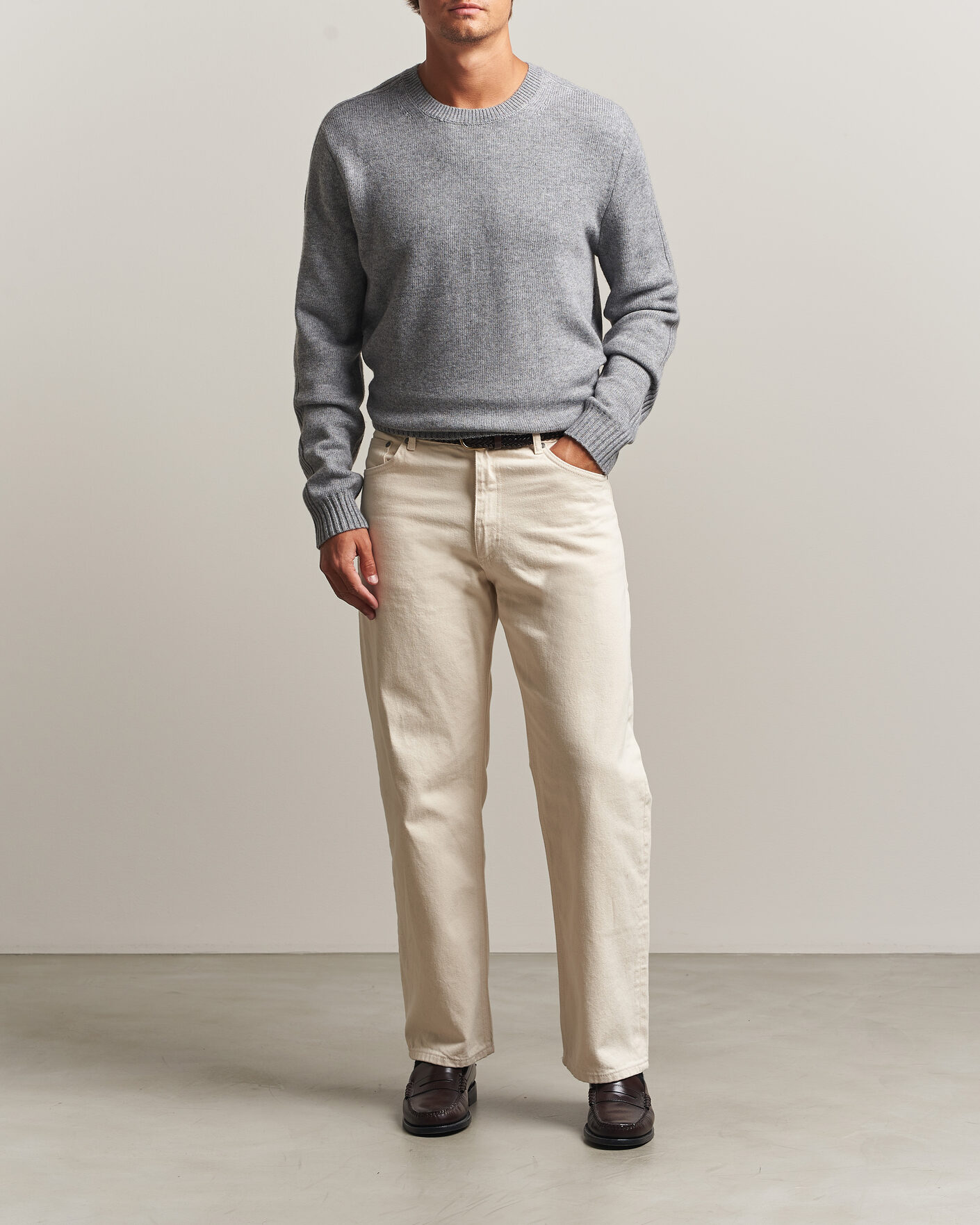 Hombres | Jerséis y prendas de punto | Tiger of Sweden | Wilfred Wool/Cashmere Sweater Light Grey Melange