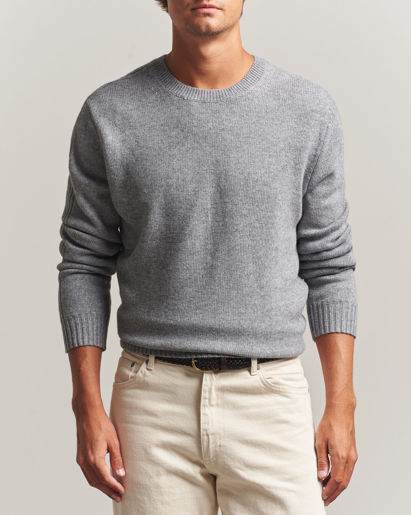 Hombres | Jerséis y prendas de punto | Tiger of Sweden | Wilfred Wool/Cashmere Sweater Light Grey Melange