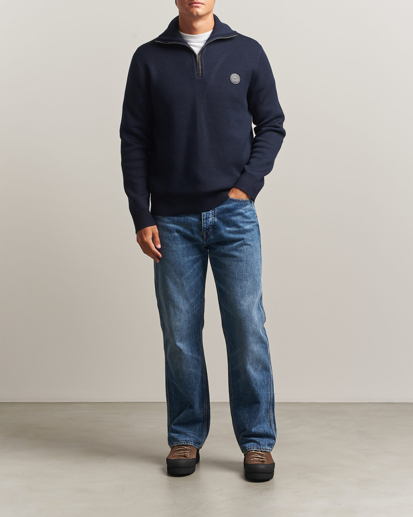 Hombres | Jerséis y prendas de punto | Tiger of Sweden | Hamish Wool Heavy Knitted Half Zip Night Grape