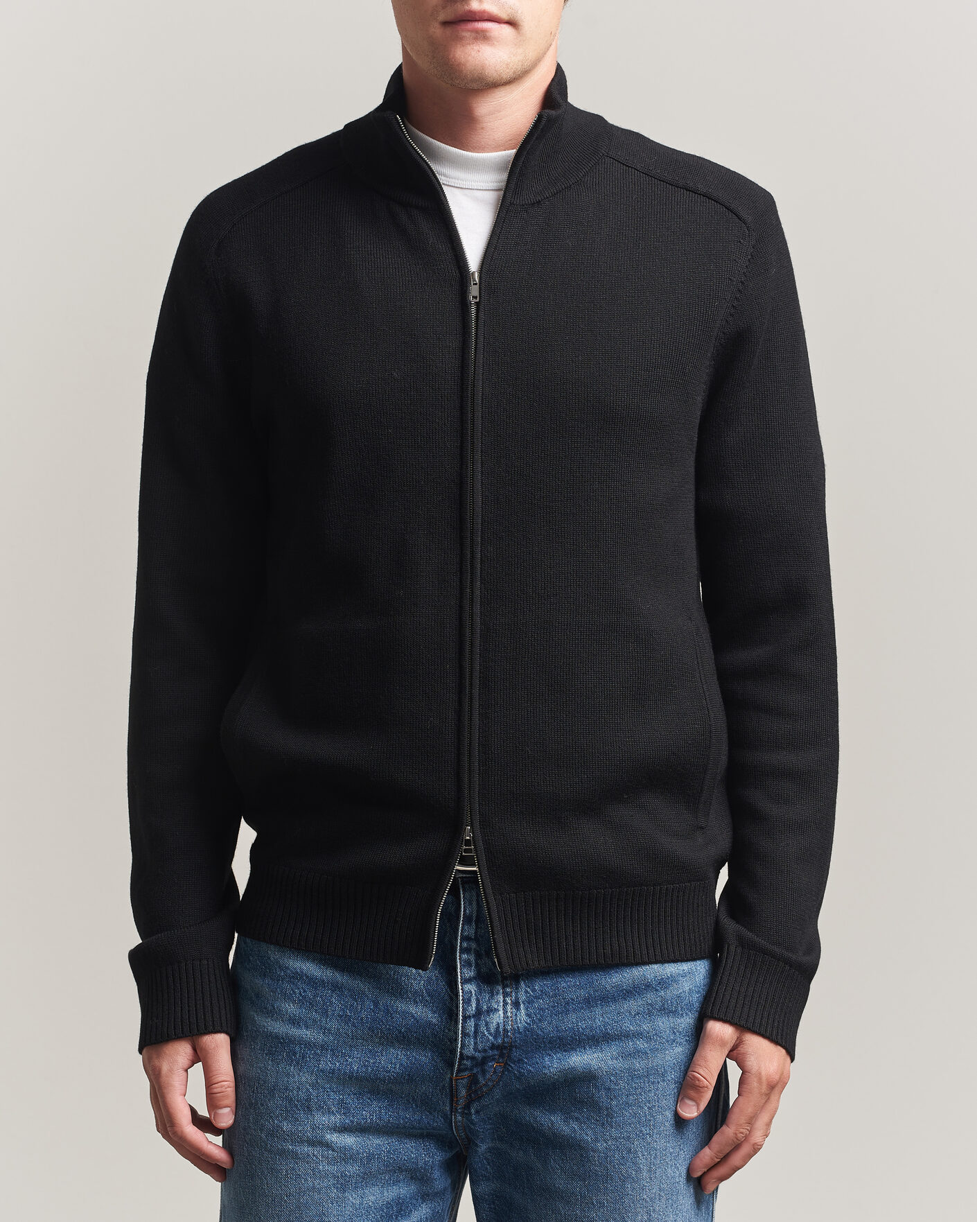 Hombres | Jerséis y prendas de punto | Tiger of Sweden | Cassian Wool Full Zip Black