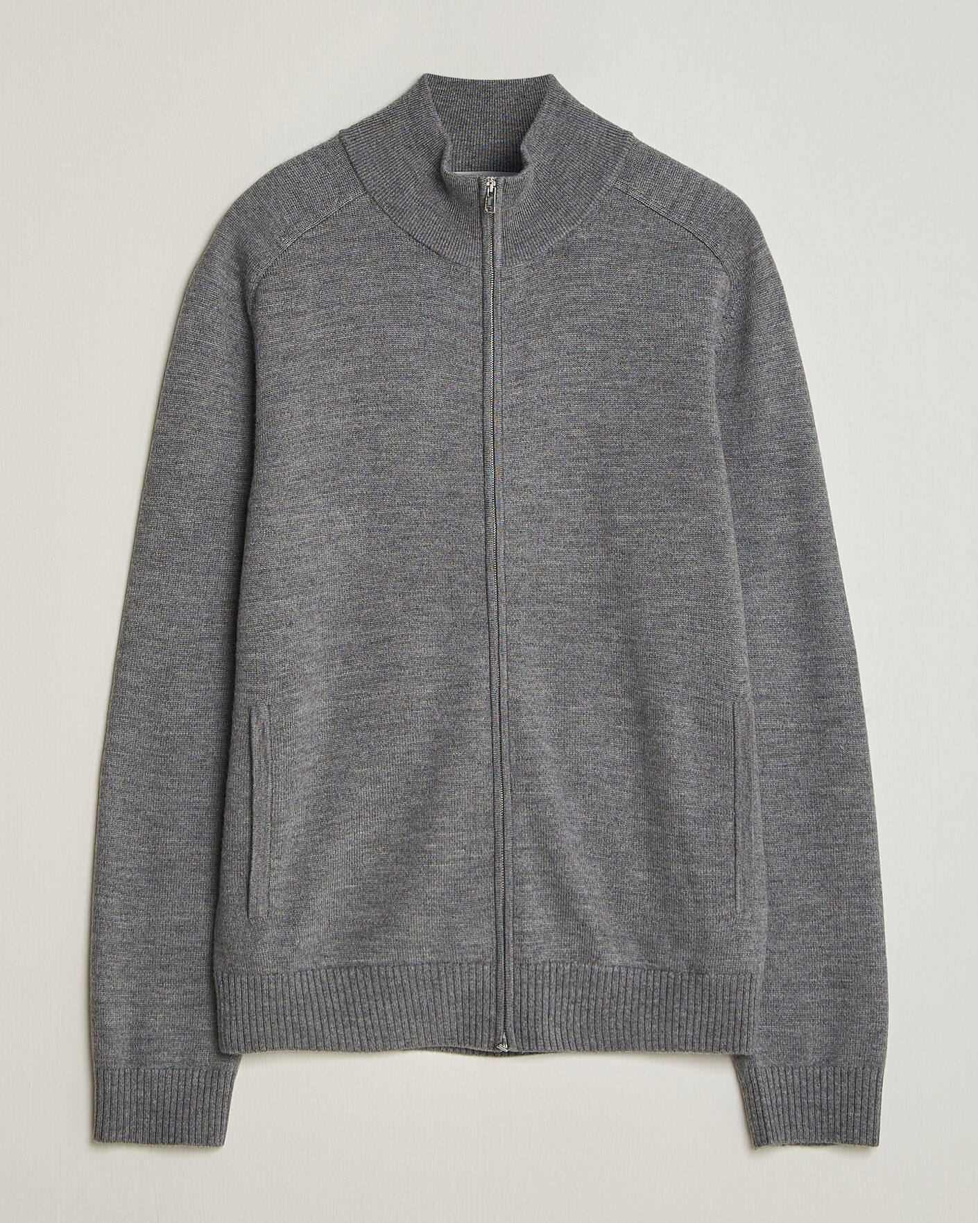 Hombres | Jerséis y prendas de punto | Tiger of Sweden | Cassian Wool Full Zip Concrete Melange