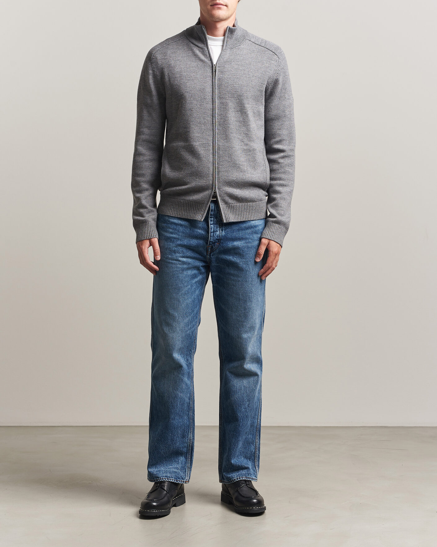 Hombres | Jerséis y prendas de punto | Tiger of Sweden | Cassian Wool Full Zip Concrete Melange