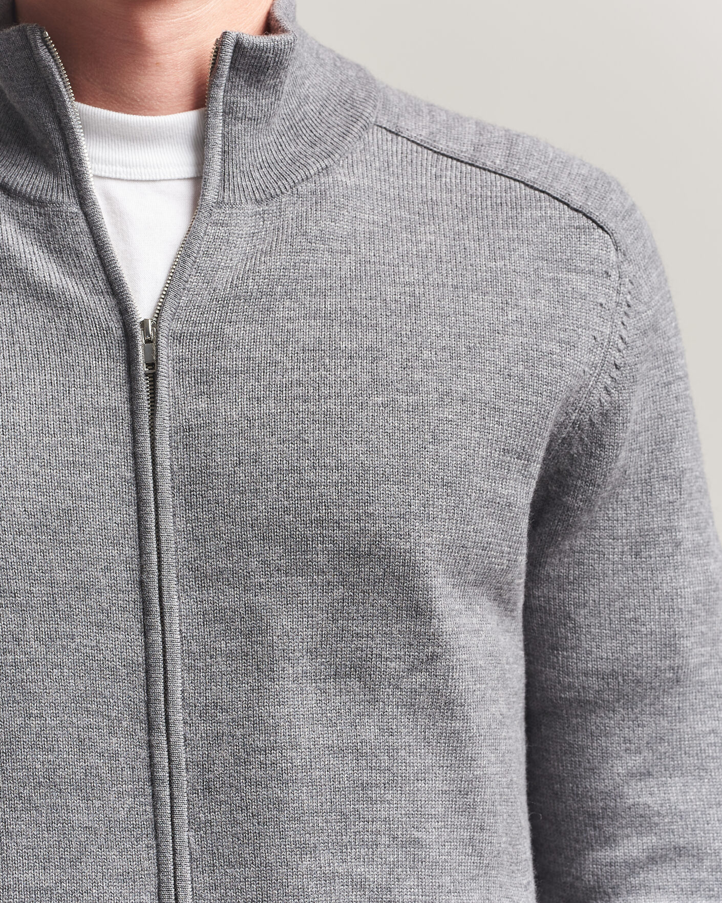 Hombres | Jerséis y prendas de punto | Tiger of Sweden | Cassian Wool Full Zip Concrete Melange