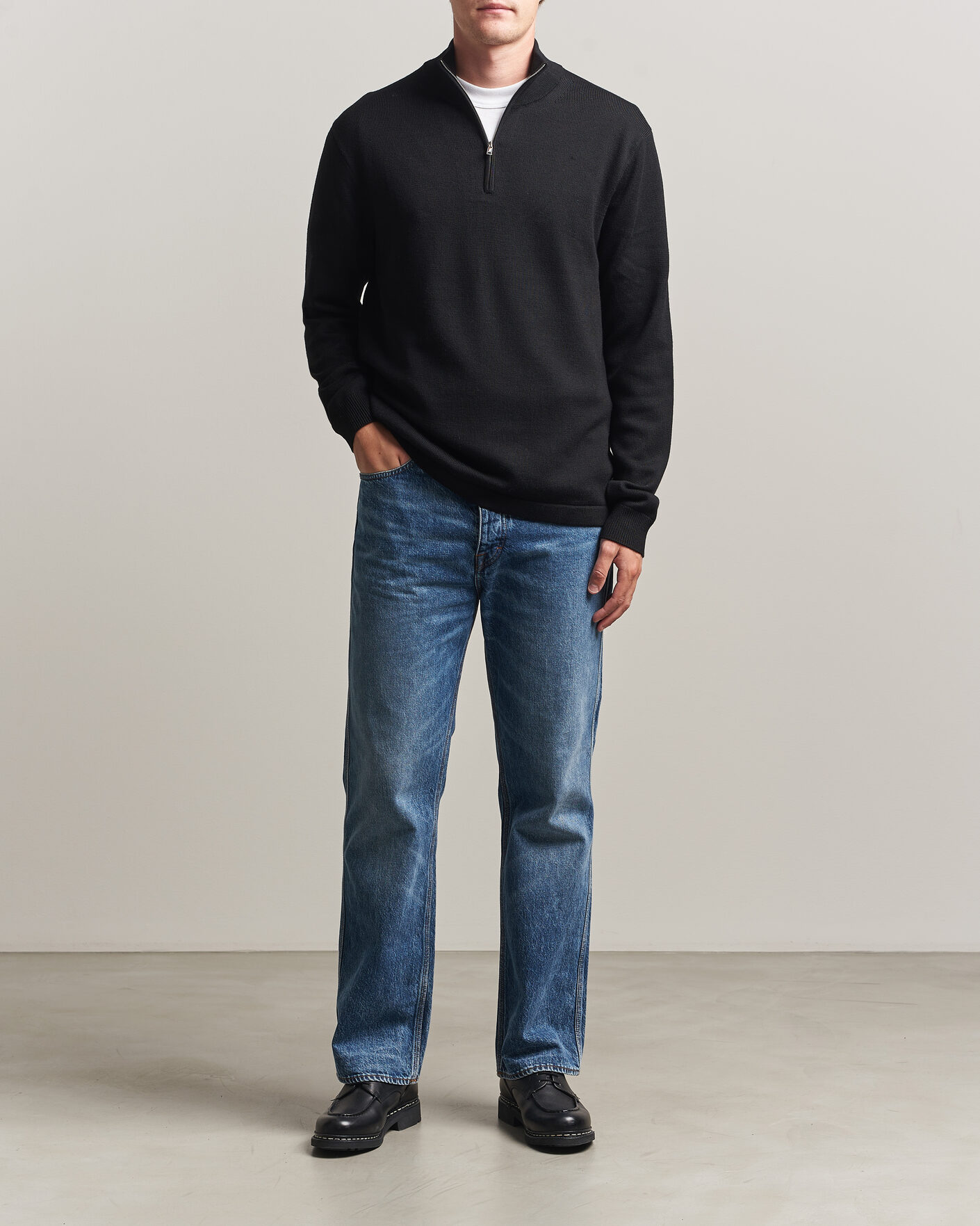 Hombres | Jerséis y prendas de punto | Tiger of Sweden | Travis Wool Half Zip Black