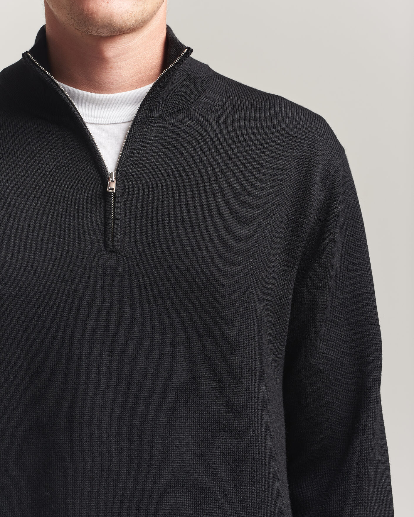 Hombres | Jerséis y prendas de punto | Tiger of Sweden | Travis Wool Half Zip Black