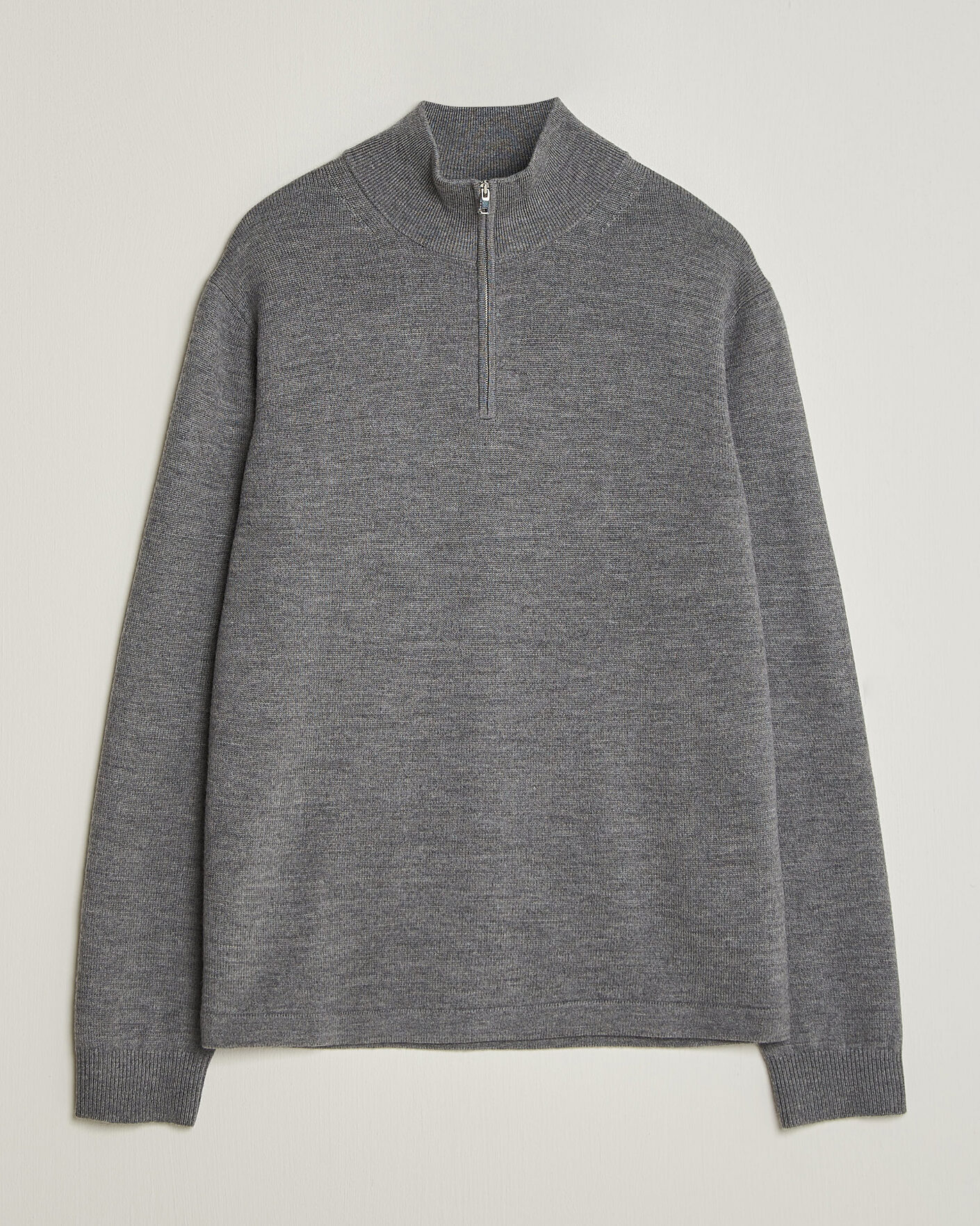 Hombres | Jerséis y prendas de punto | Tiger of Sweden | Travis Wool Half Zip Concrete Melange