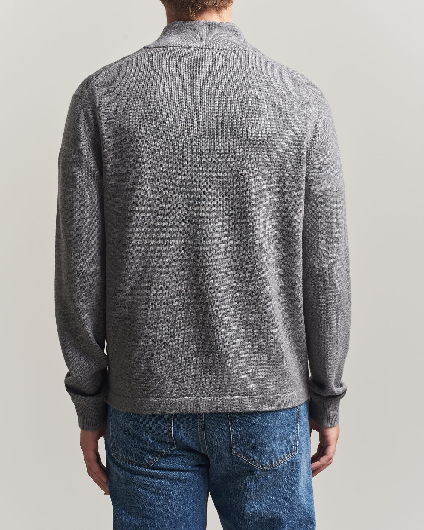 Hombres | Jerséis y prendas de punto | Tiger of Sweden | Travis Wool Half Zip Concrete Melange