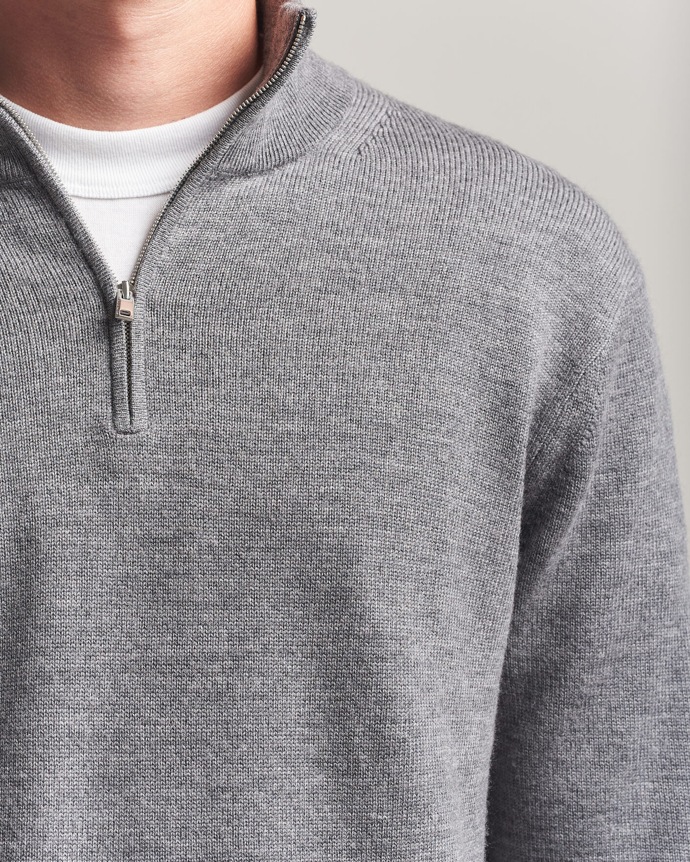 Hombres | Jerséis y prendas de punto | Tiger of Sweden | Travis Wool Half Zip Concrete Melange