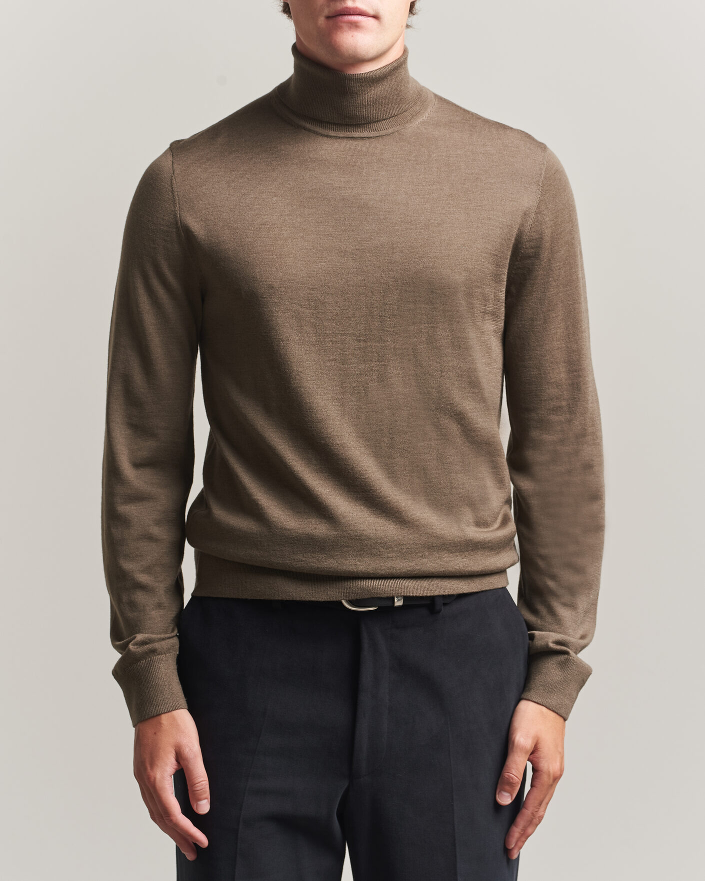 Hombres | Jerséis y prendas de punto | Tiger of Sweden | Nevile Extra Fine Merino Polo Aged Timber