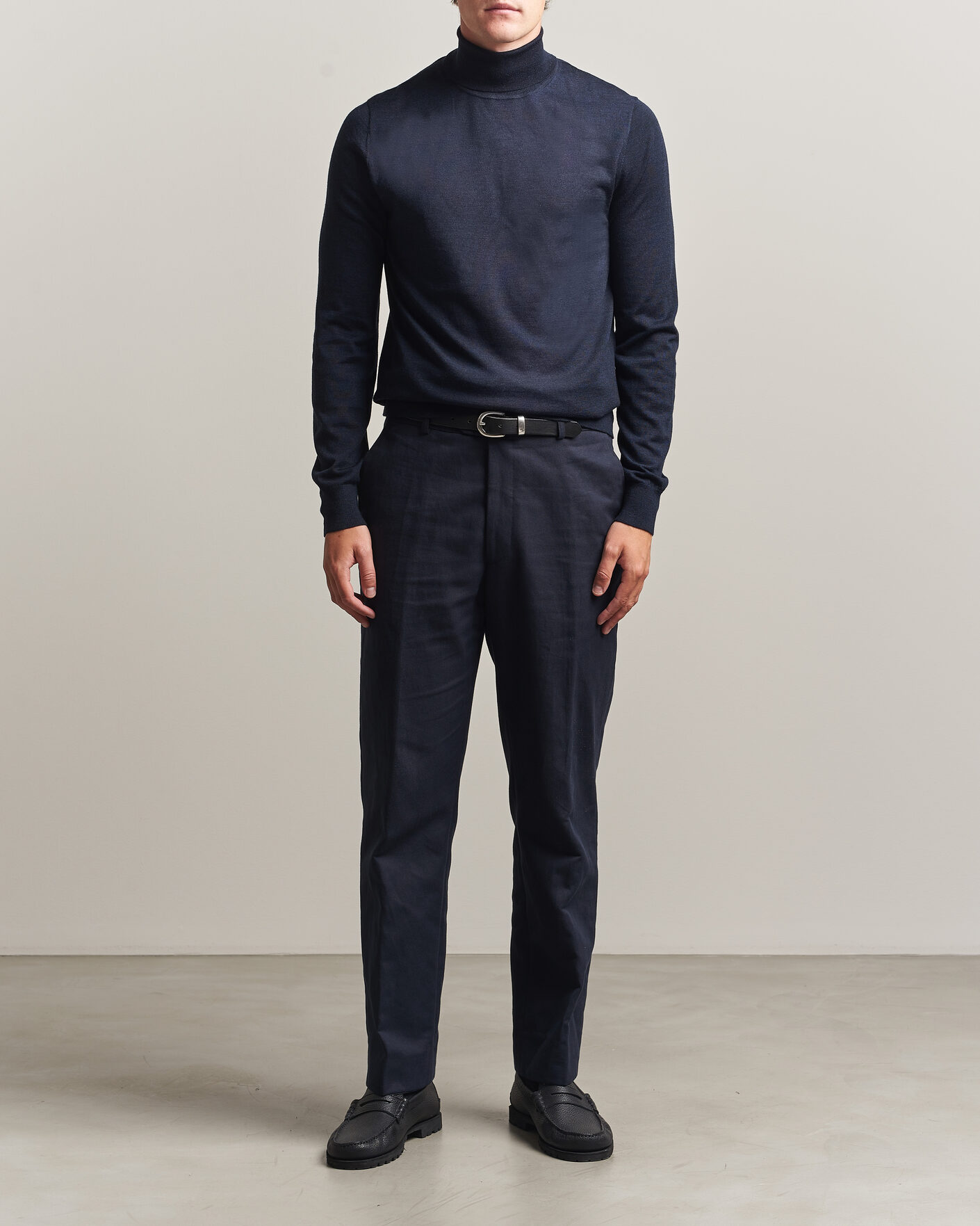Hombres | Jerséis y prendas de punto | Tiger of Sweden | Nevile Extra Fine Merino Polo Light Ink