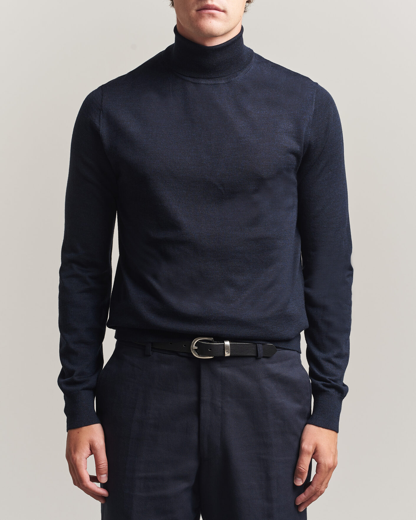 Hombres | Jerséis y prendas de punto | Tiger of Sweden | Nevile Extra Fine Merino Polo Light Ink