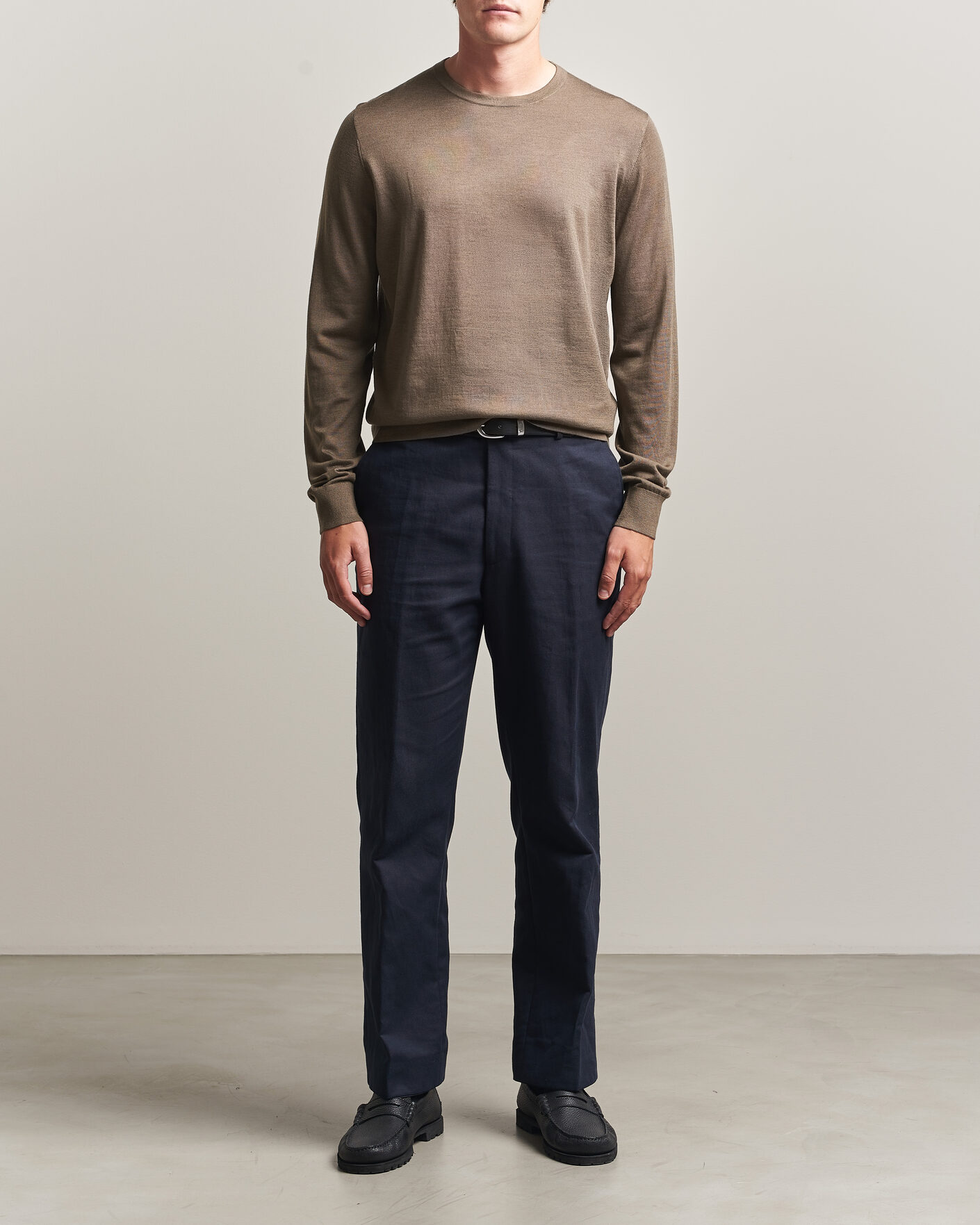Hombres | Jerséis y prendas de punto | Tiger of Sweden | Connor Extra Fine Merino Crew Neck Pullover Aged Timber