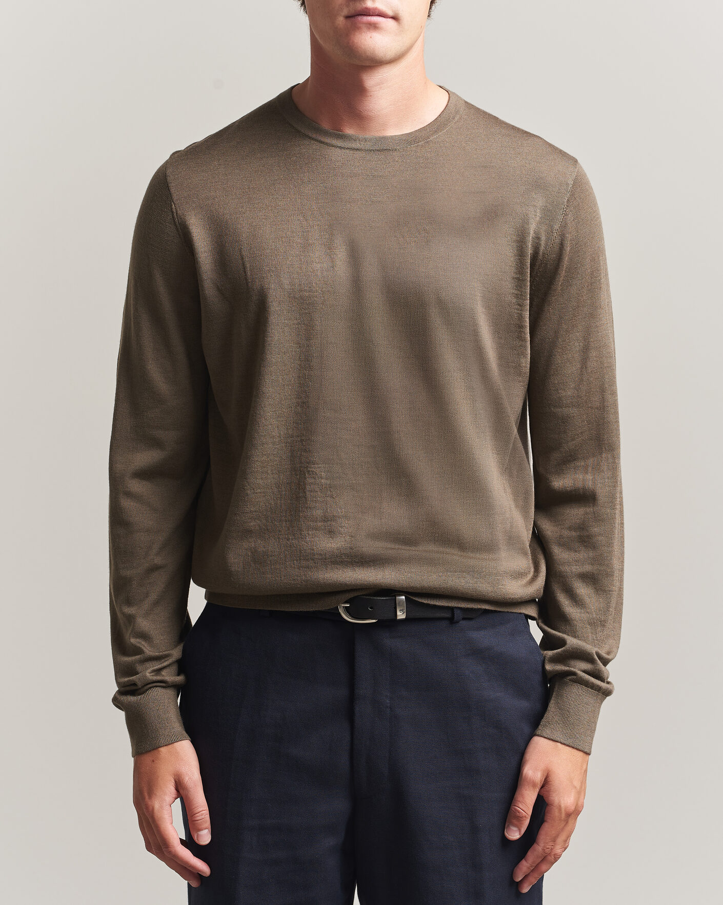Hombres | Jerséis y prendas de punto | Tiger of Sweden | Connor Extra Fine Merino Crew Neck Pullover Aged Timber