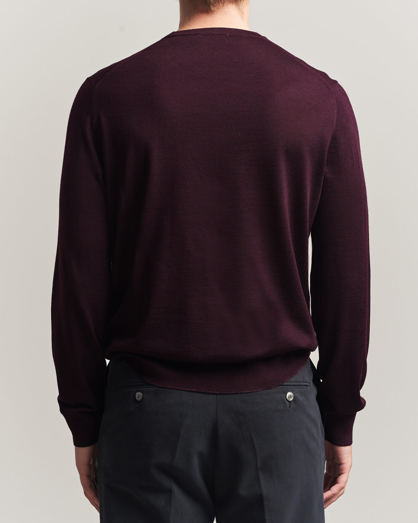 Hombres | Jerséis y prendas de punto | Tiger of Sweden | Connor Extra Fine Merino Crew Neck Pullover Aubergine
