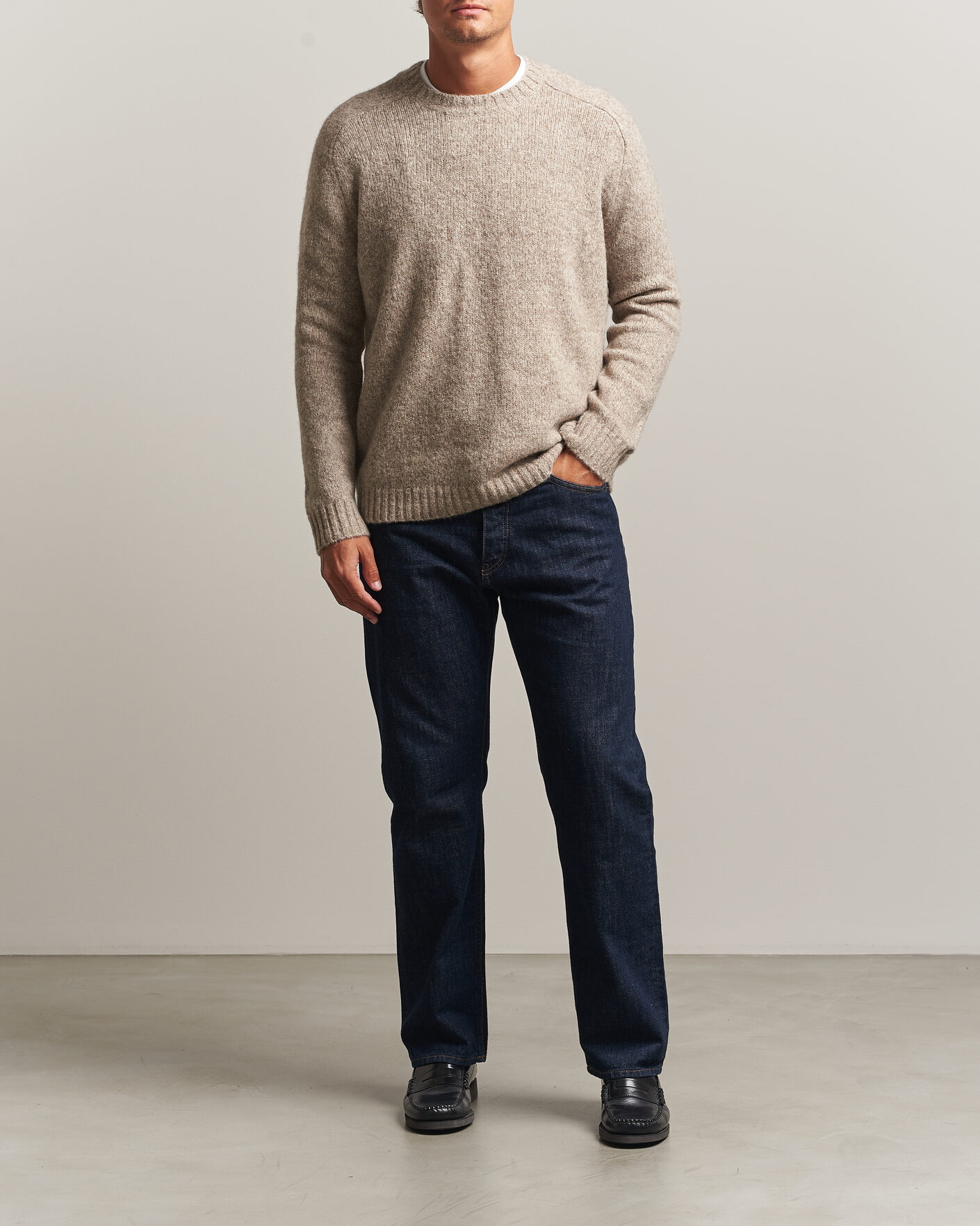 Hombres | Jerséis y prendas de punto | Tiger of Sweden | Adryan Yak/Alpaca Knitted Sweater Stone Melange