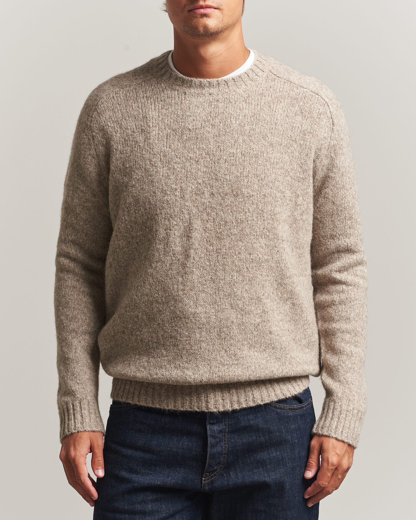 Hombres | Jerséis y prendas de punto | Tiger of Sweden | Adryan Yak/Alpaca Knitted Sweater Stone Melange