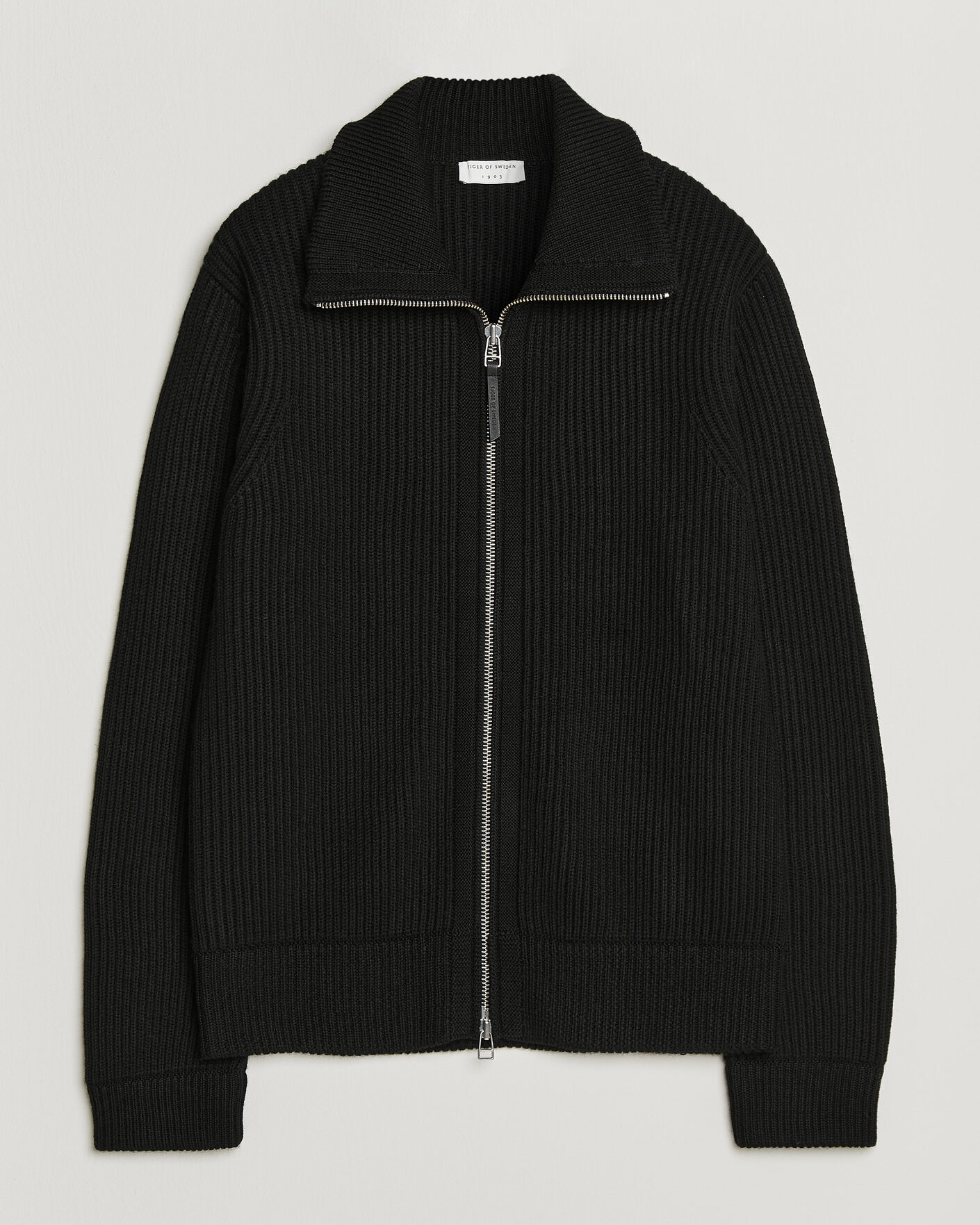 Hombres | Jerséis y prendas de punto | Tiger of Sweden | Niall Wool Heavy Knitted Full Zip Black