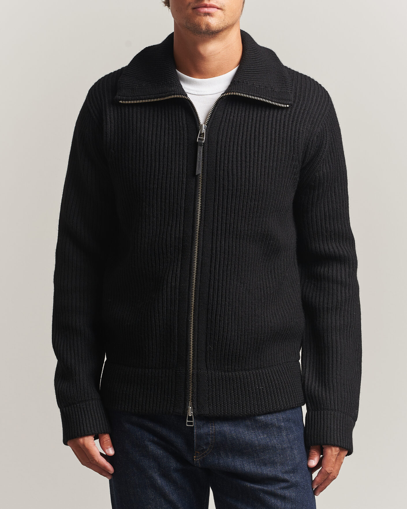 Hombres | Jerséis y prendas de punto | Tiger of Sweden | Niall Wool Heavy Knitted Full Zip Black