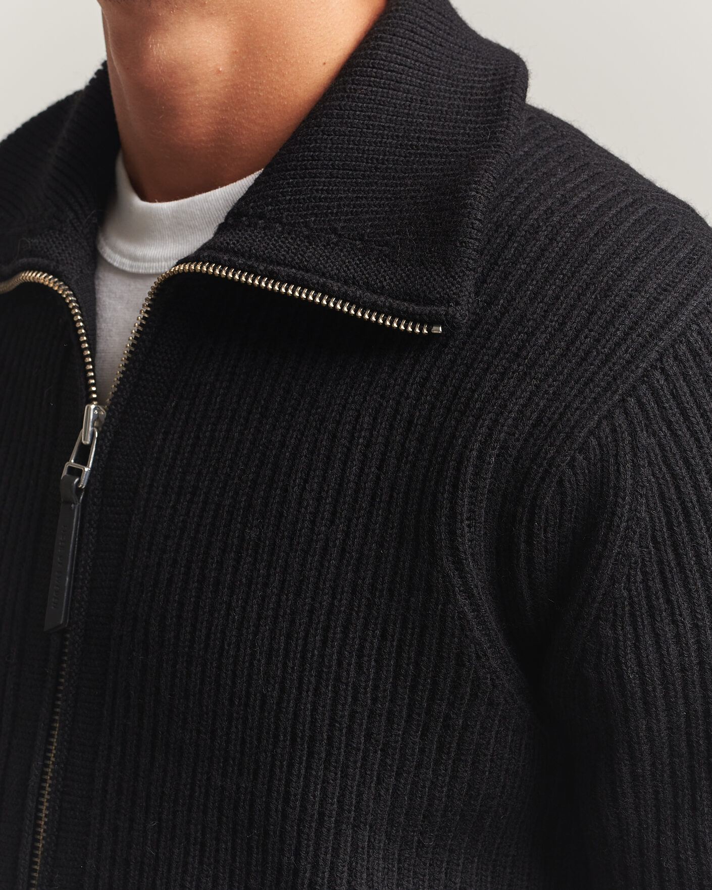 Hombres | Jerséis y prendas de punto | Tiger of Sweden | Niall Wool Heavy Knitted Full Zip Black