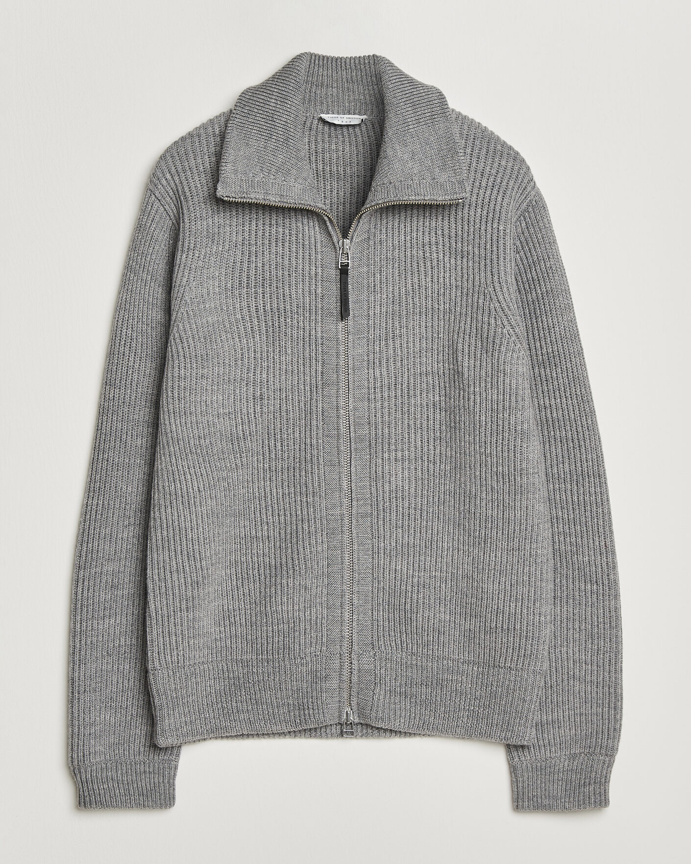 Hombres | Jerséis y prendas de punto | Tiger of Sweden | Niall Wool Heavy Knitted Full Zip Grey Melange