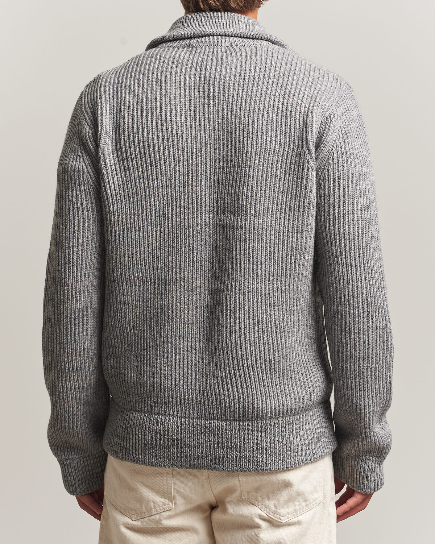 Hombres | Jerséis y prendas de punto | Tiger of Sweden | Niall Wool Heavy Knitted Full Zip Grey Melange