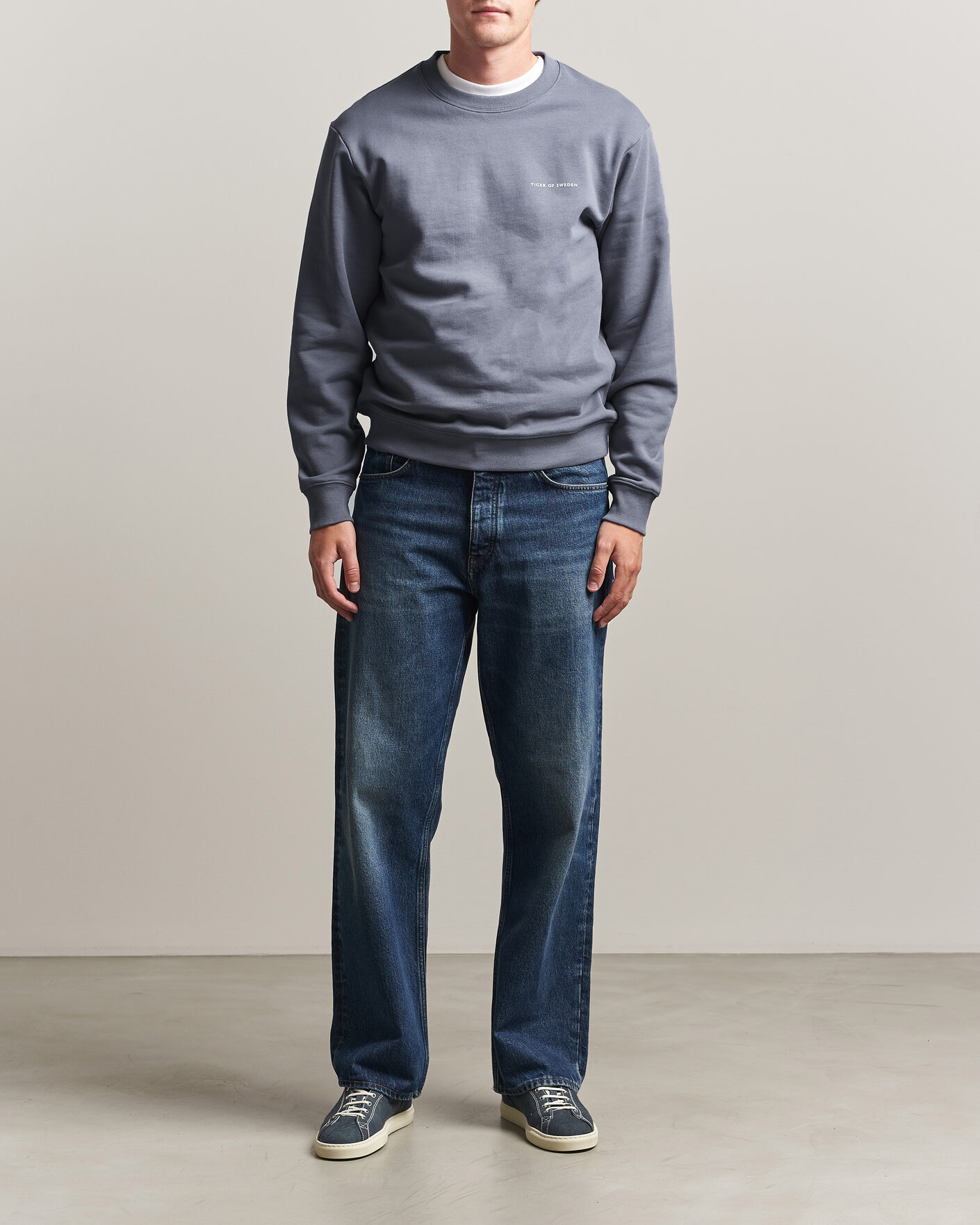 Hombres | Jerséis y prendas de punto | Tiger of Sweden | Emerson Crew Neck Sweatshirt Iron Haze