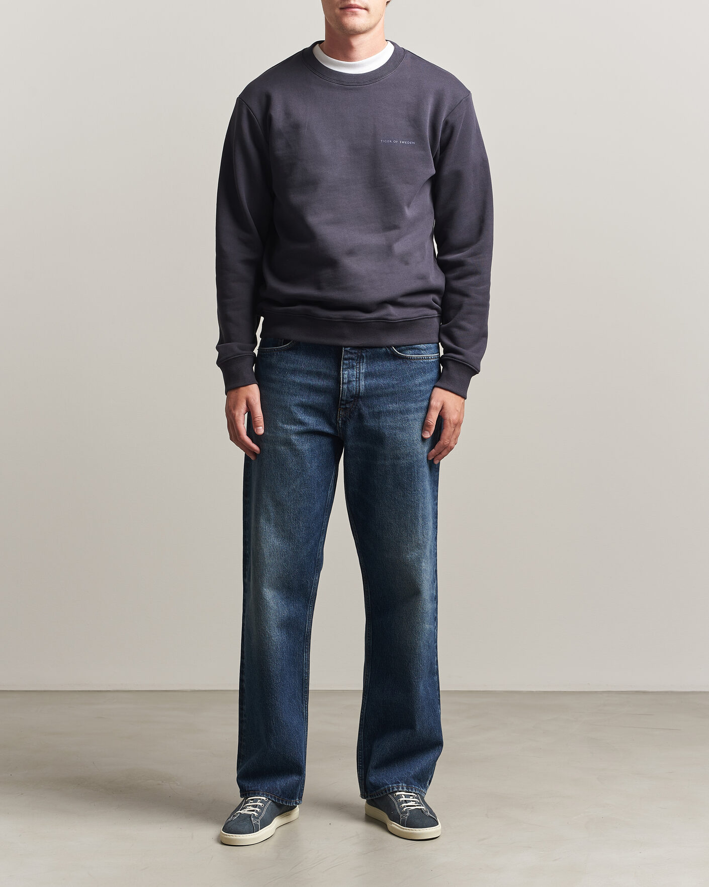 Hombres | Jerséis y prendas de punto | Tiger of Sweden | Emerson Crew Neck Sweatshirt Light Ink