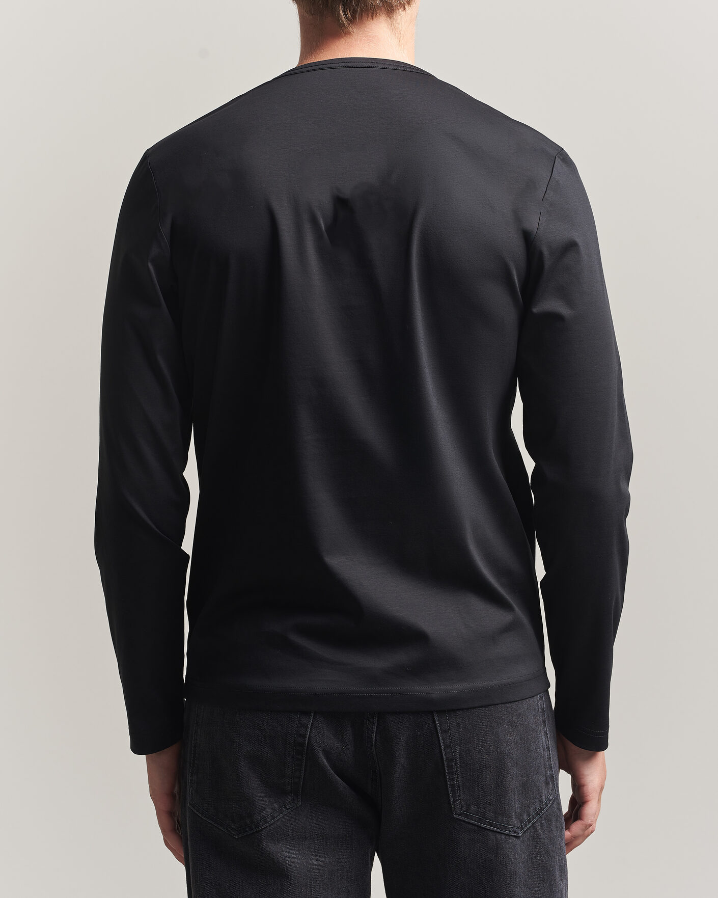 Hombres | Camisetas | Tiger of Sweden | Olaf Mercerized Cotton Long Sleeve T-Shirt Black