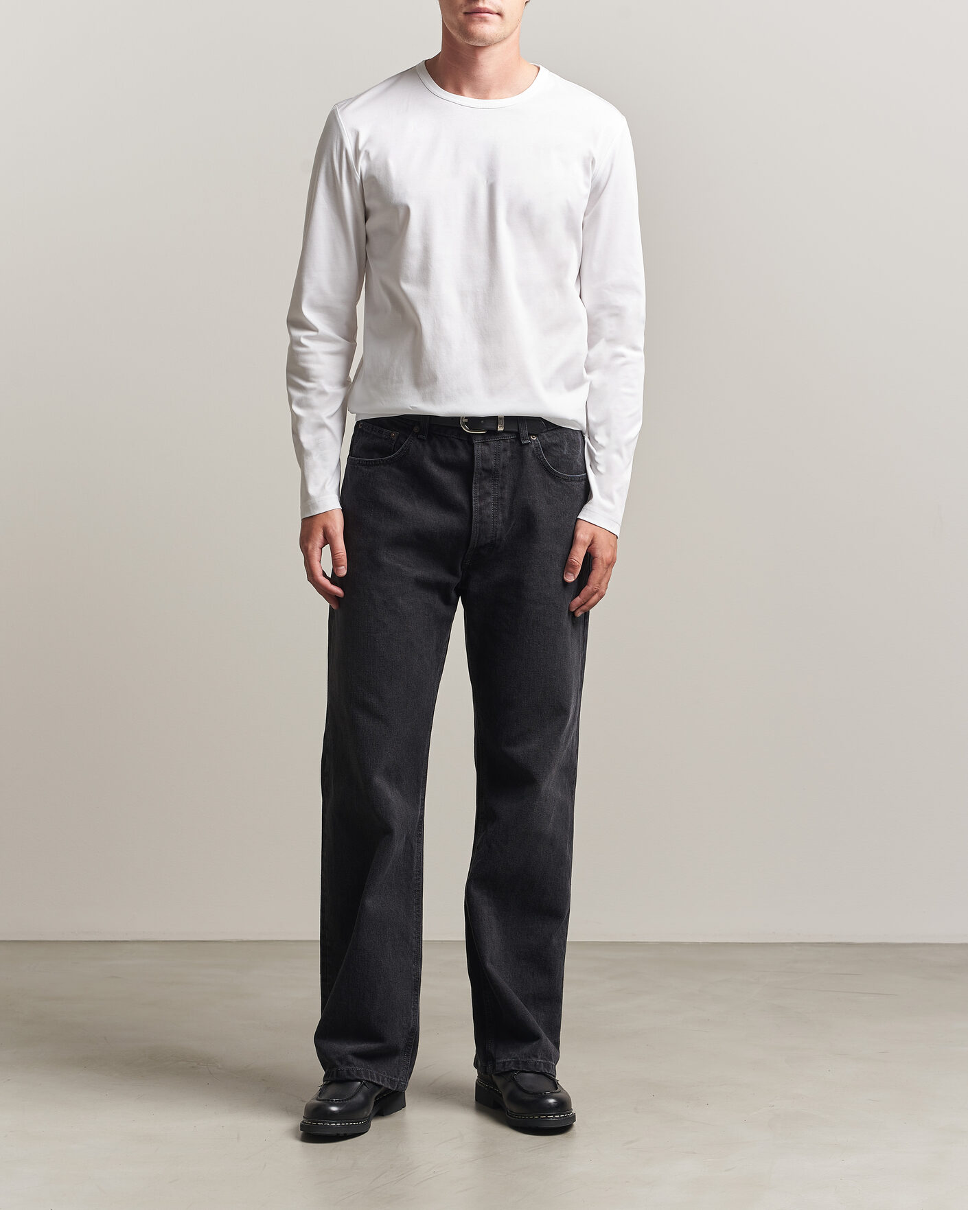 Hombres | Camisetas | Tiger of Sweden | Olaf Mercerized Cotton Long Sleeve T-Shirt Pure White