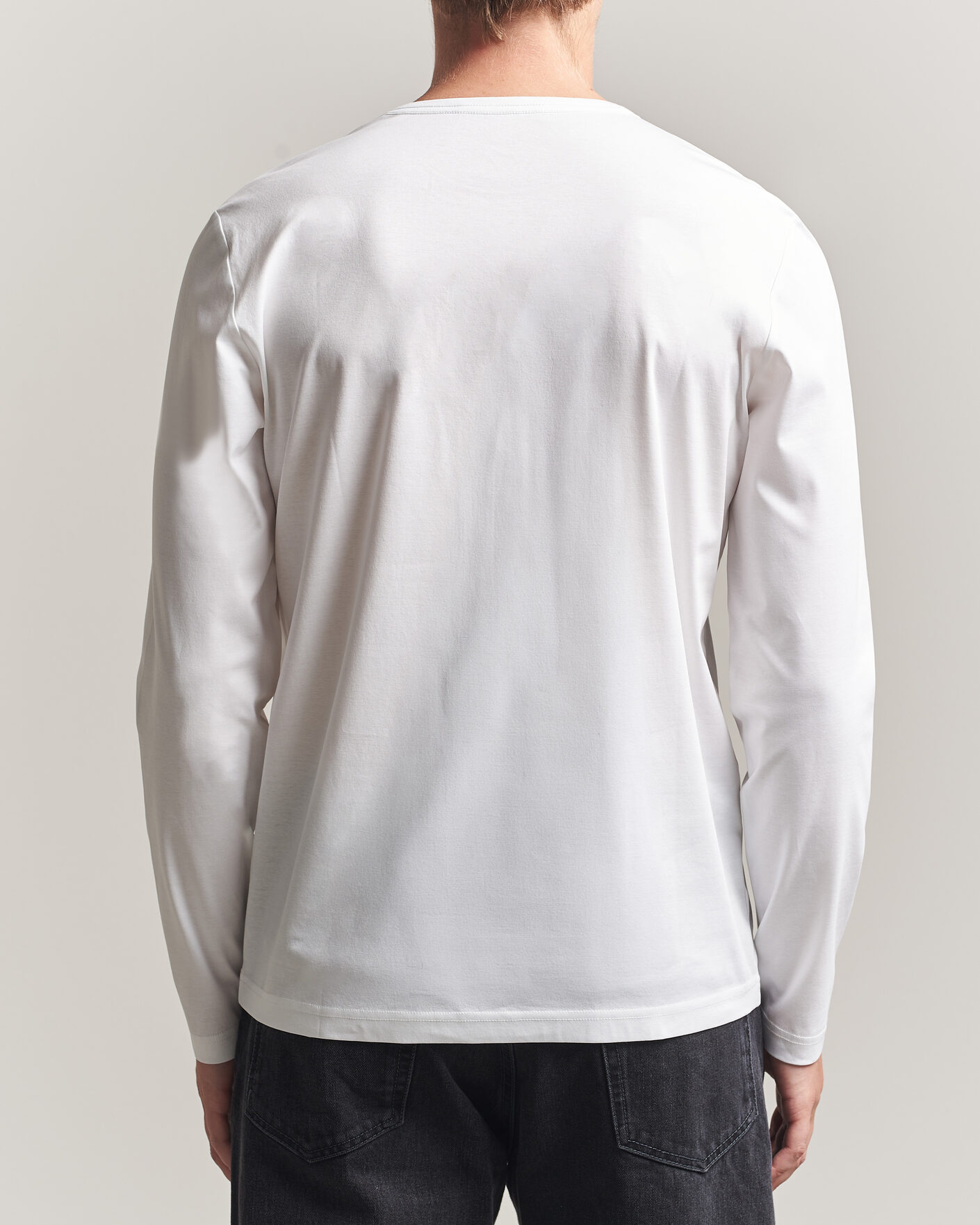 Hombres | Camisetas | Tiger of Sweden | Olaf Mercerized Cotton Long Sleeve T-Shirt Pure White