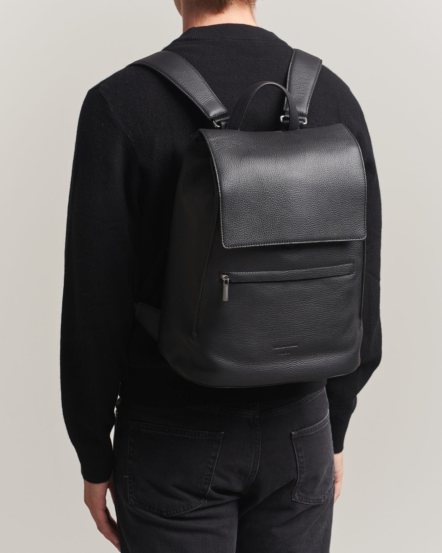 Hombres | Bolsos | Tiger of Sweden | Vuntir Grained Leather Backpack Black
