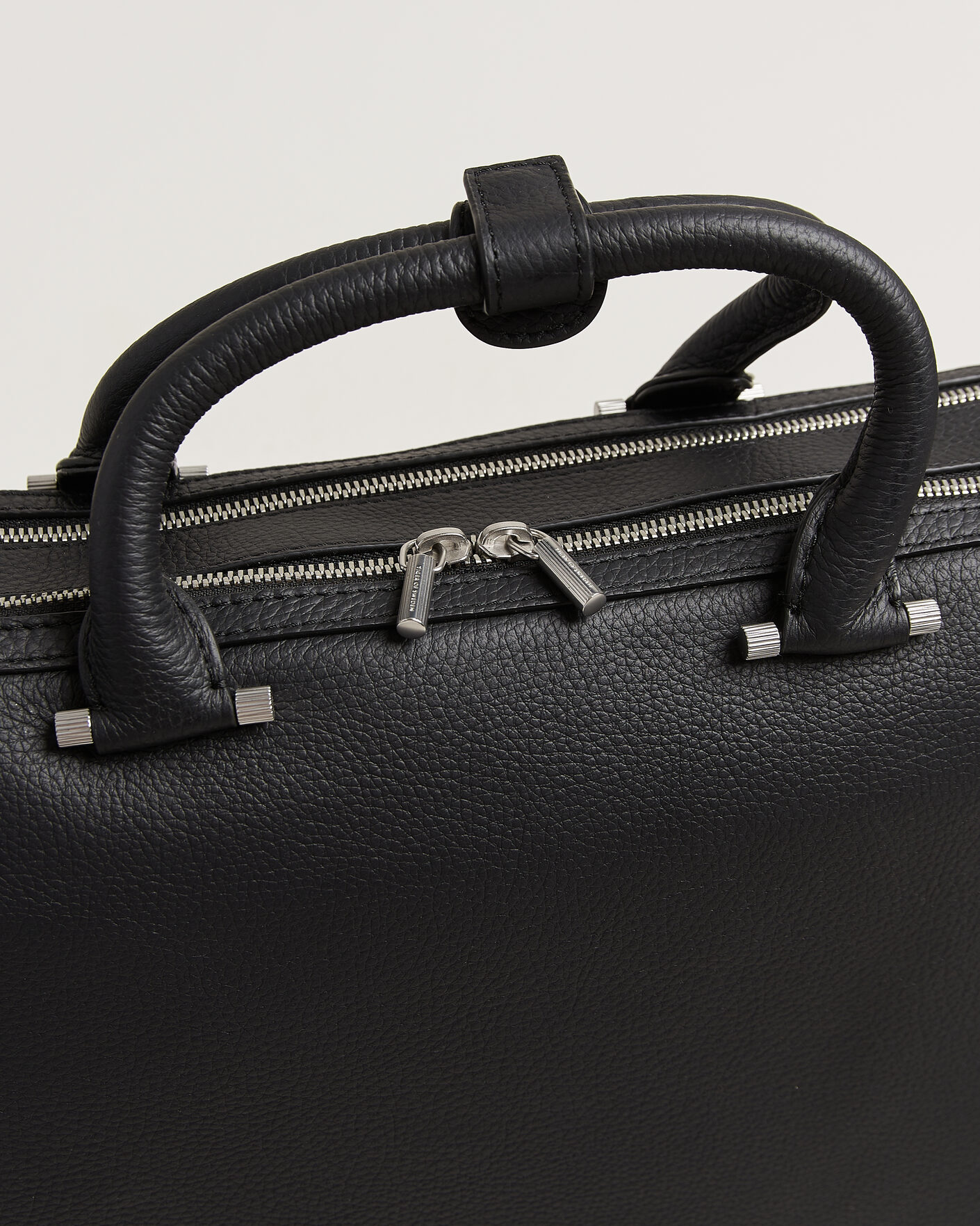 Hombres | Bolsos | Tiger of Sweden | Valise Grained Leather Double Zip Briefcase Black