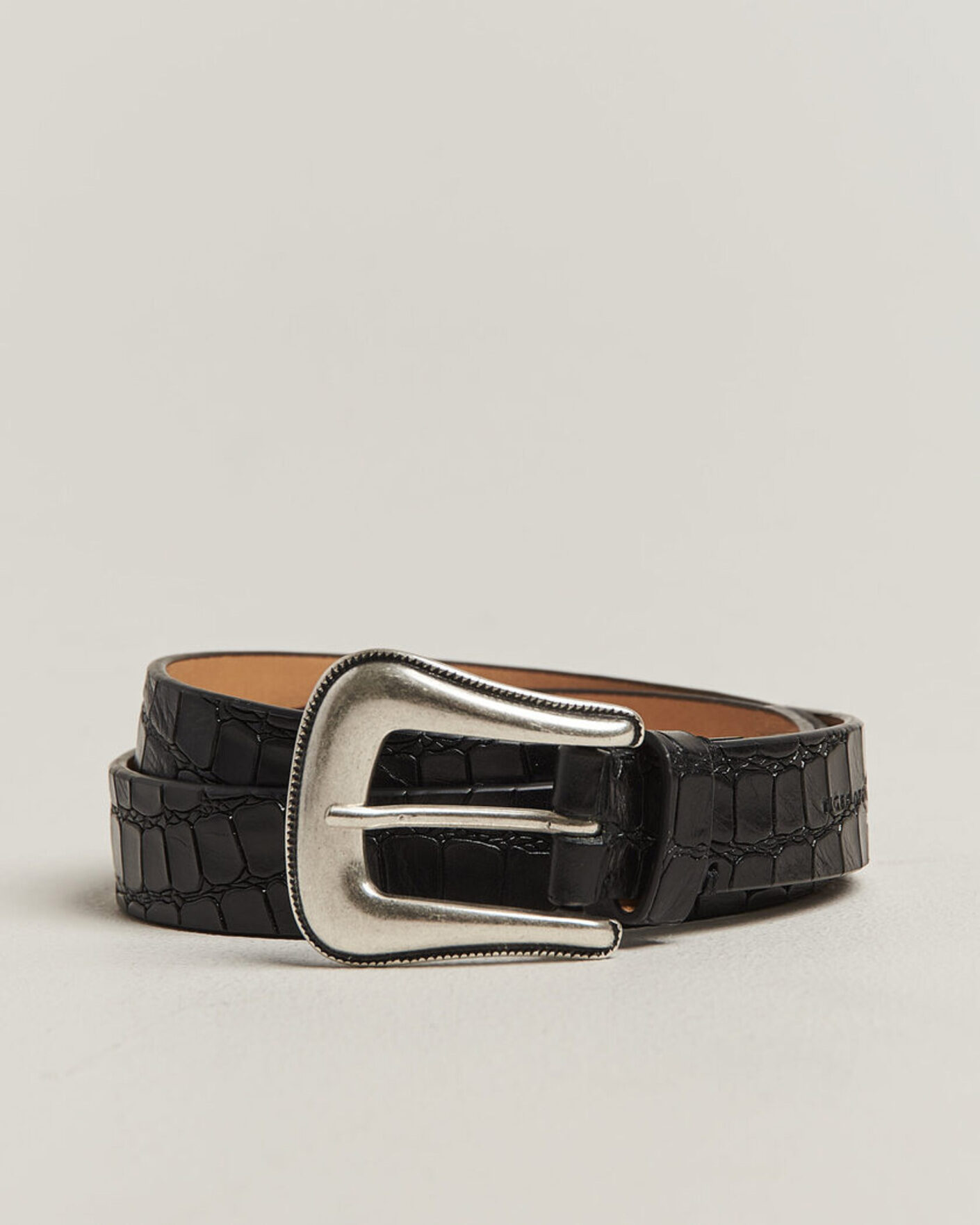 Hombres | Cinturones | Tiger of Sweden | Ecus Structured Leather Western Belt Black