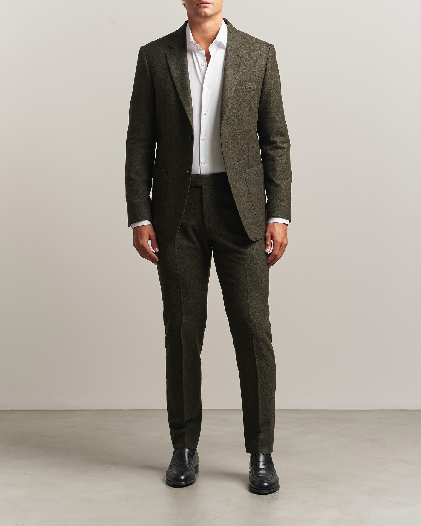 Hombres | Pantalones | Tiger of Sweden | Tenuta Wool Flannel Suit Trousers Muted Canopy